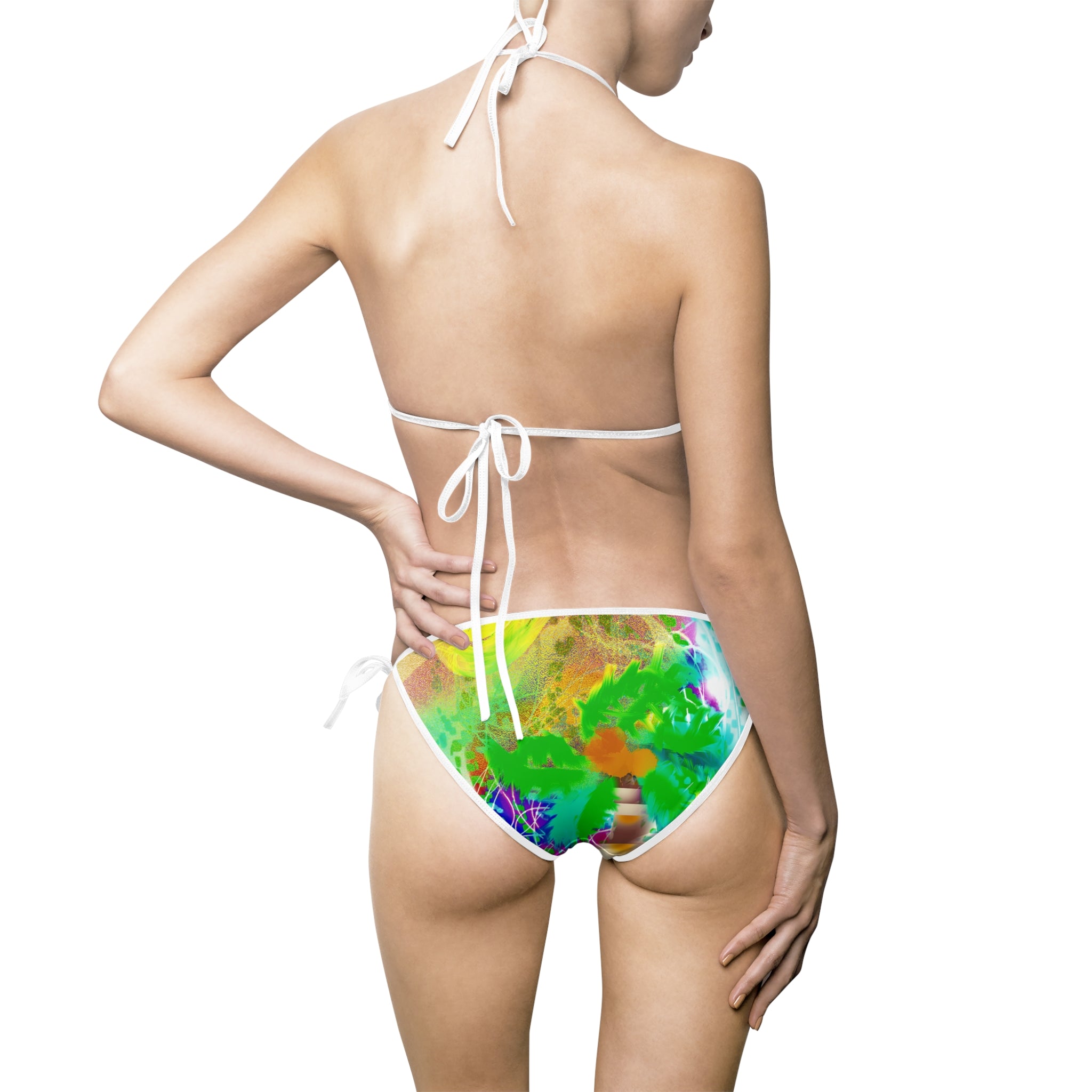 Tie-Dye Tropical Bikini — Vibrant Green Watercolor Women's Swimsuit