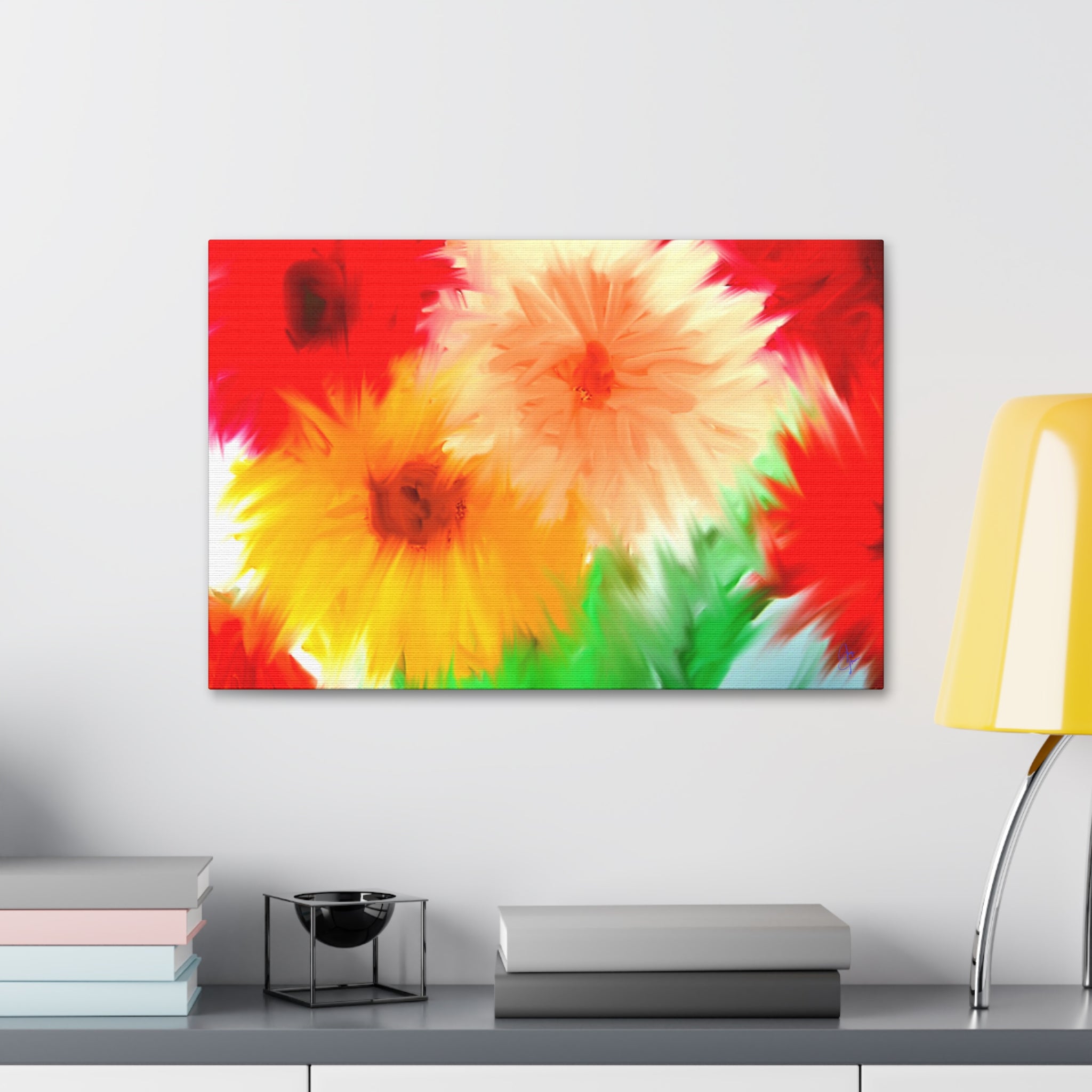 Bright Floral Abstract Canvas Wall Art — Stretched 1.5"