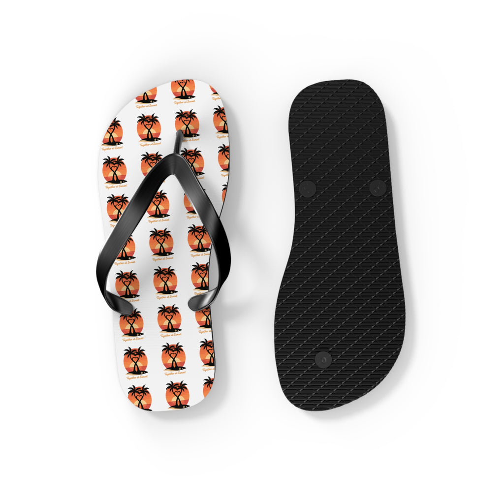 Palm Tree Sunset Flip Flops – Tropical Beach Pattern Sandals