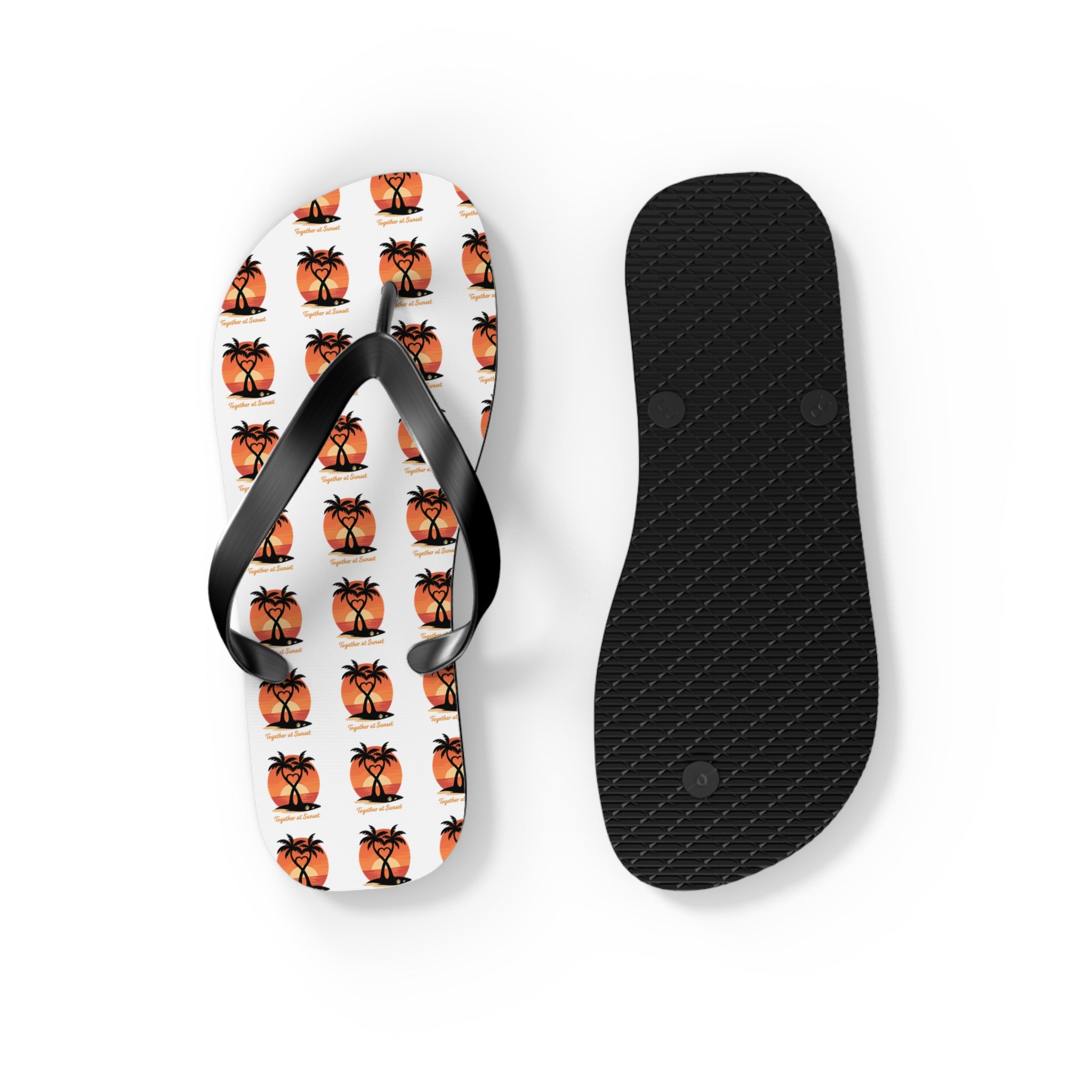 Palm Tree Sunset Flip Flops – Tropical Beach Pattern Sandals
