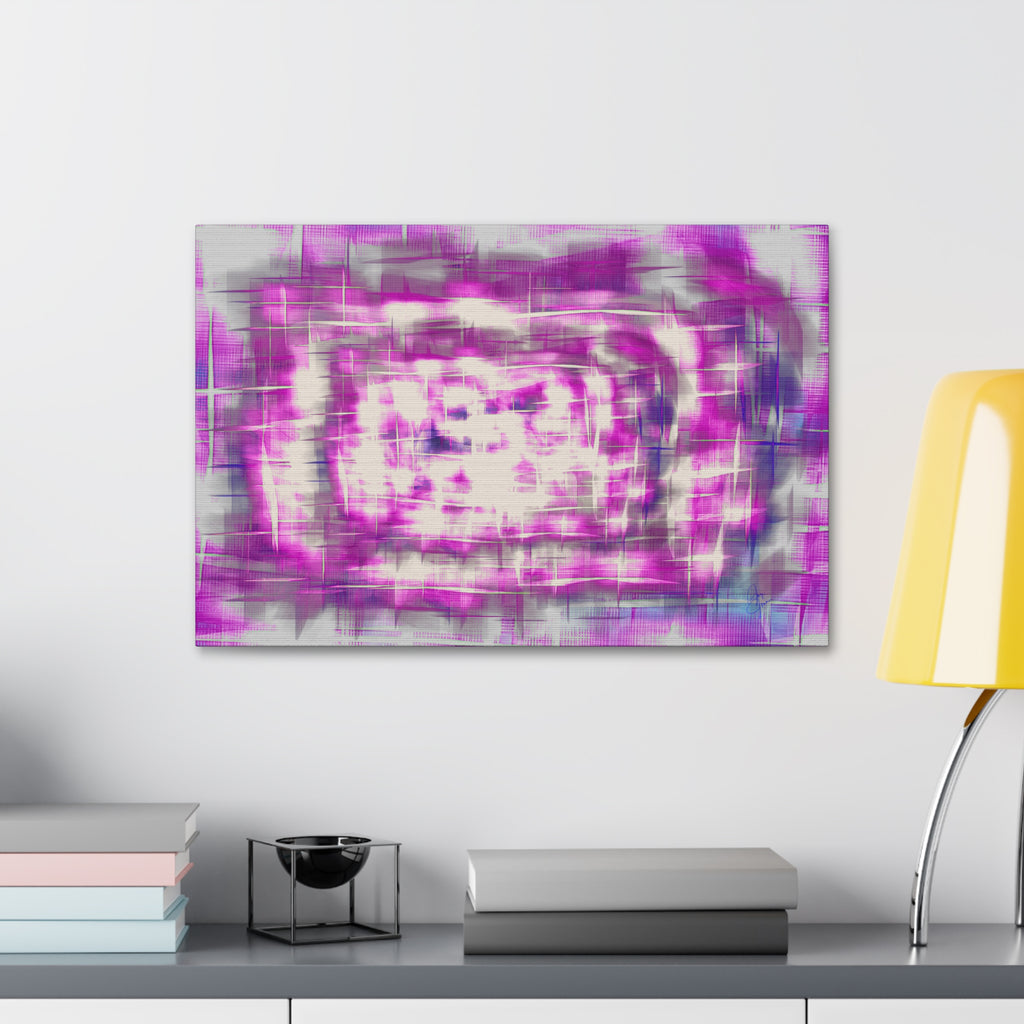Purple Abstract Stretched Canvas Wall Art — Pink White Geometric Texture