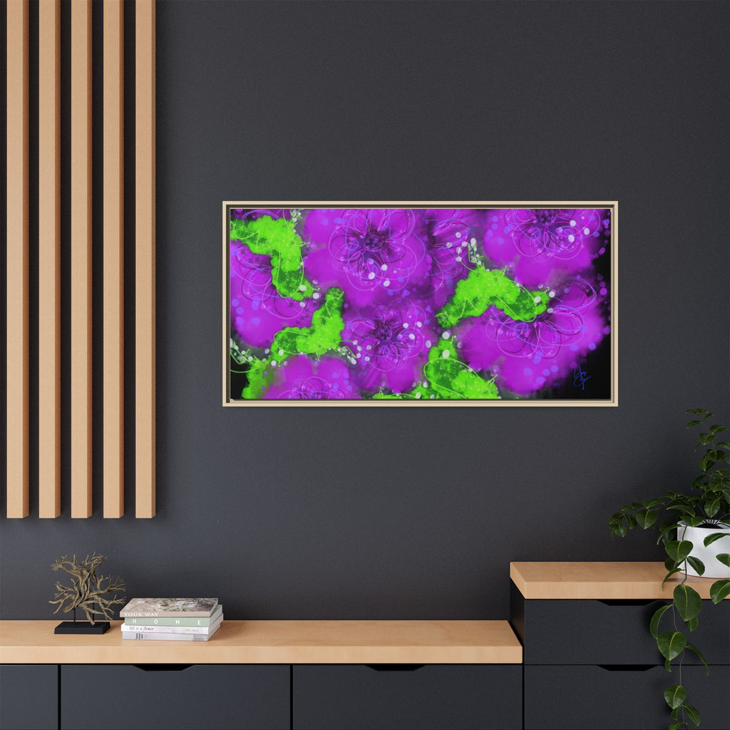 Framed Floral Canvas Print — Matte Multi-Color Blooms Wall Art