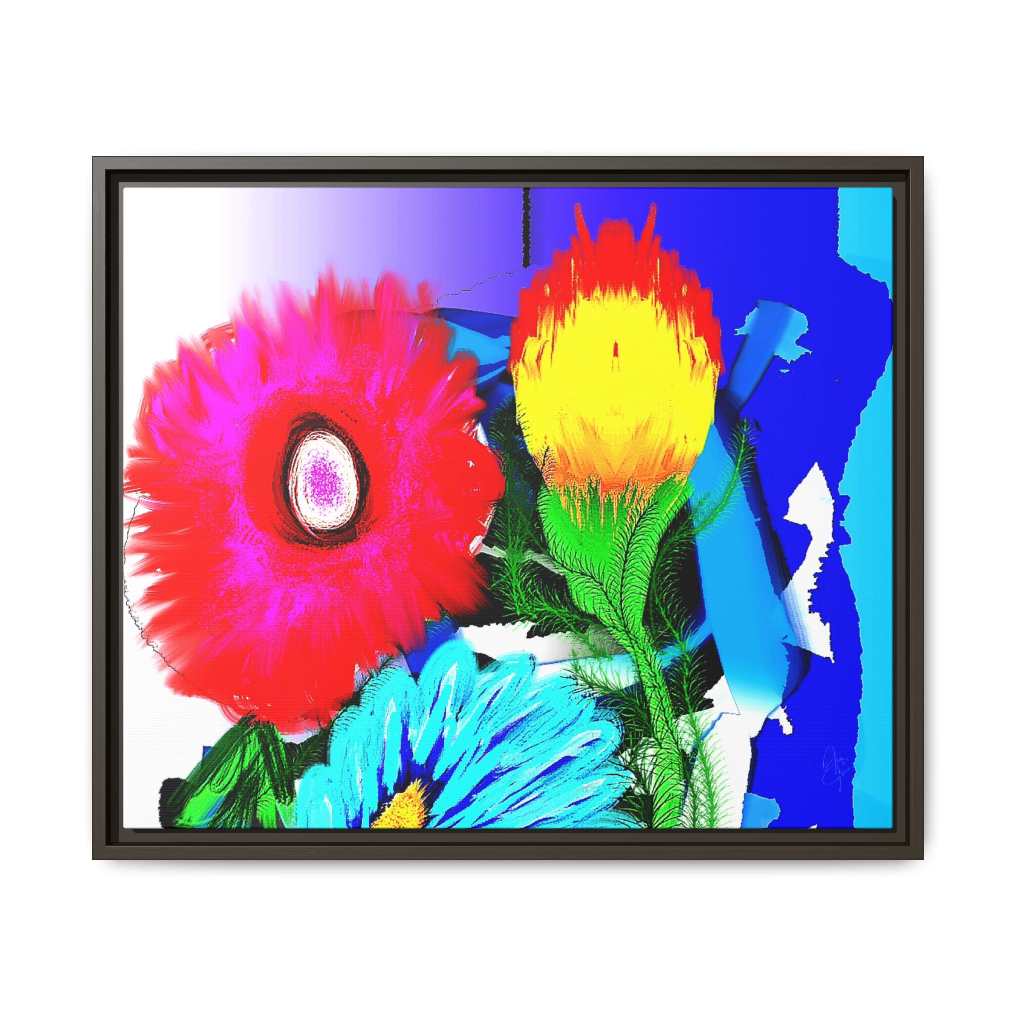 Vibrant Pop Floral Matte Canvas Framed Wall Art