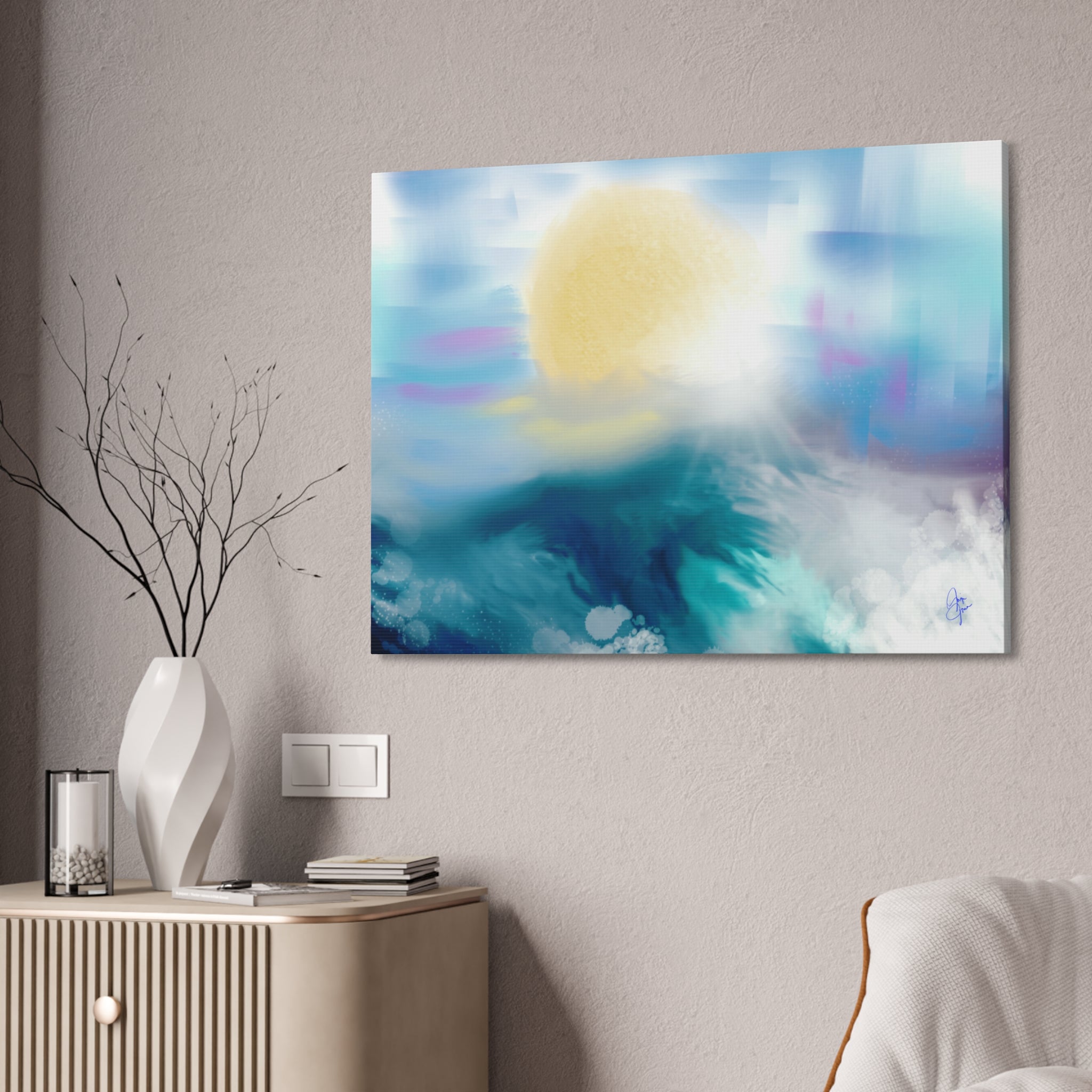 Ocean Sunrise Abstract Canvas Print — Stretched 1.5"