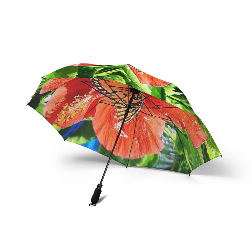 Butterfly Garden Semi-Automatic Foldable Umbrella - Durable & Stylish