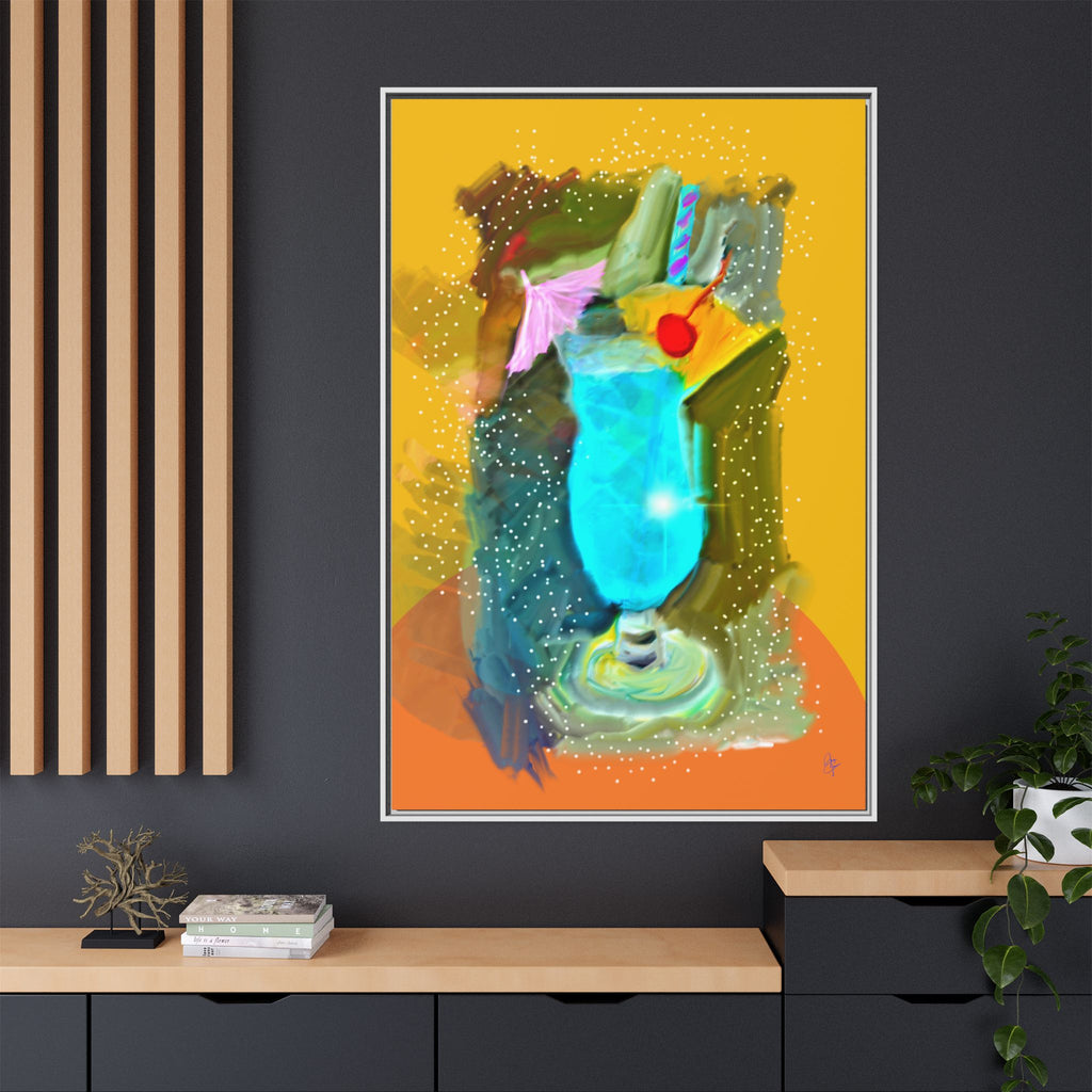 Tropical Blue Cocktail Canvas Print — Framed Matte Bar Art