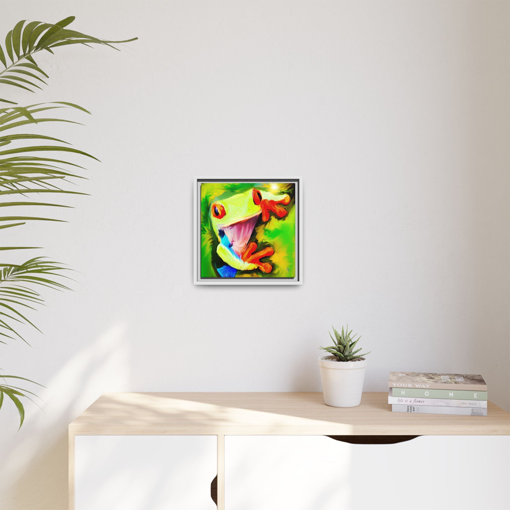 Colorful Tree Frog Matte Canvas Print — Framed Tropical Wall Art