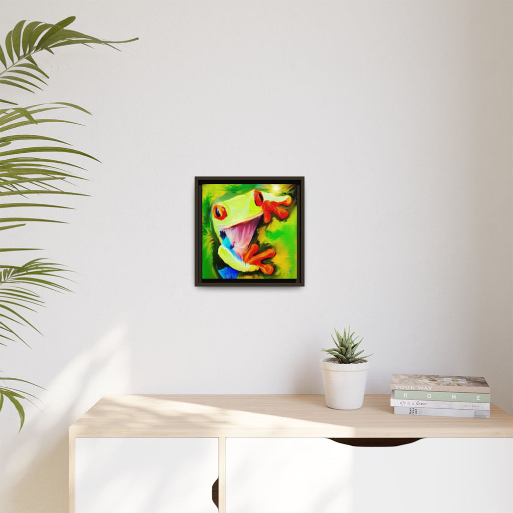 Colorful Tree Frog Matte Canvas Print — Framed Tropical Wall Art
