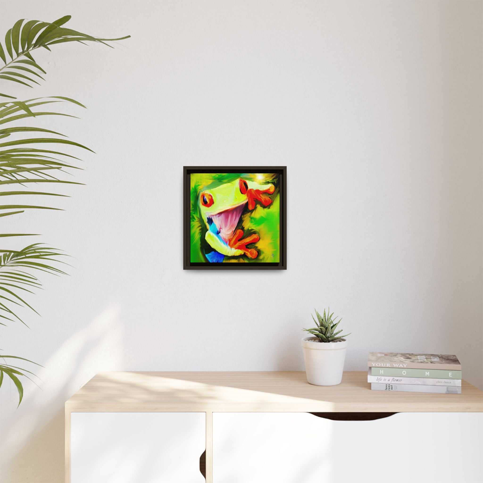 Colorful Tree Frog Matte Canvas Print — Framed Tropical Wall Art