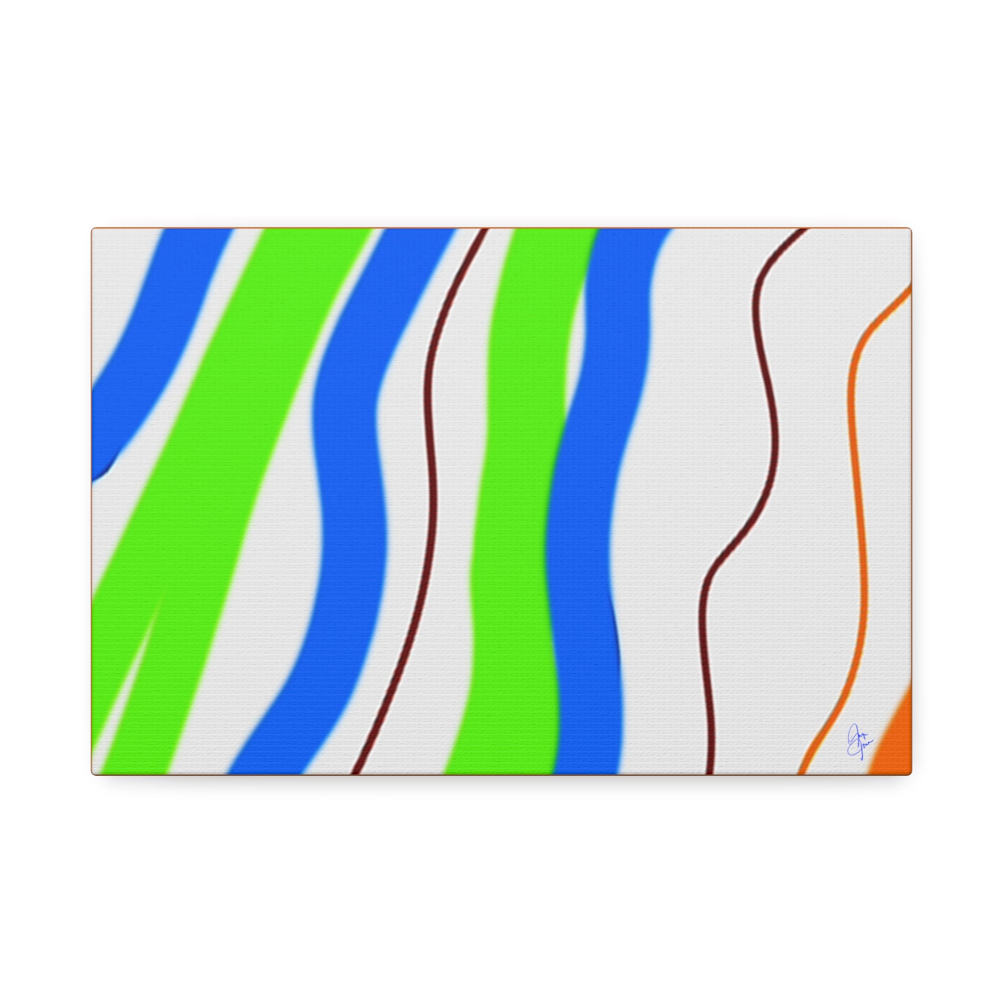 Abstract Wavy Stripes Canvas Print — Colorful Blue, Green & Orange Wall Art
