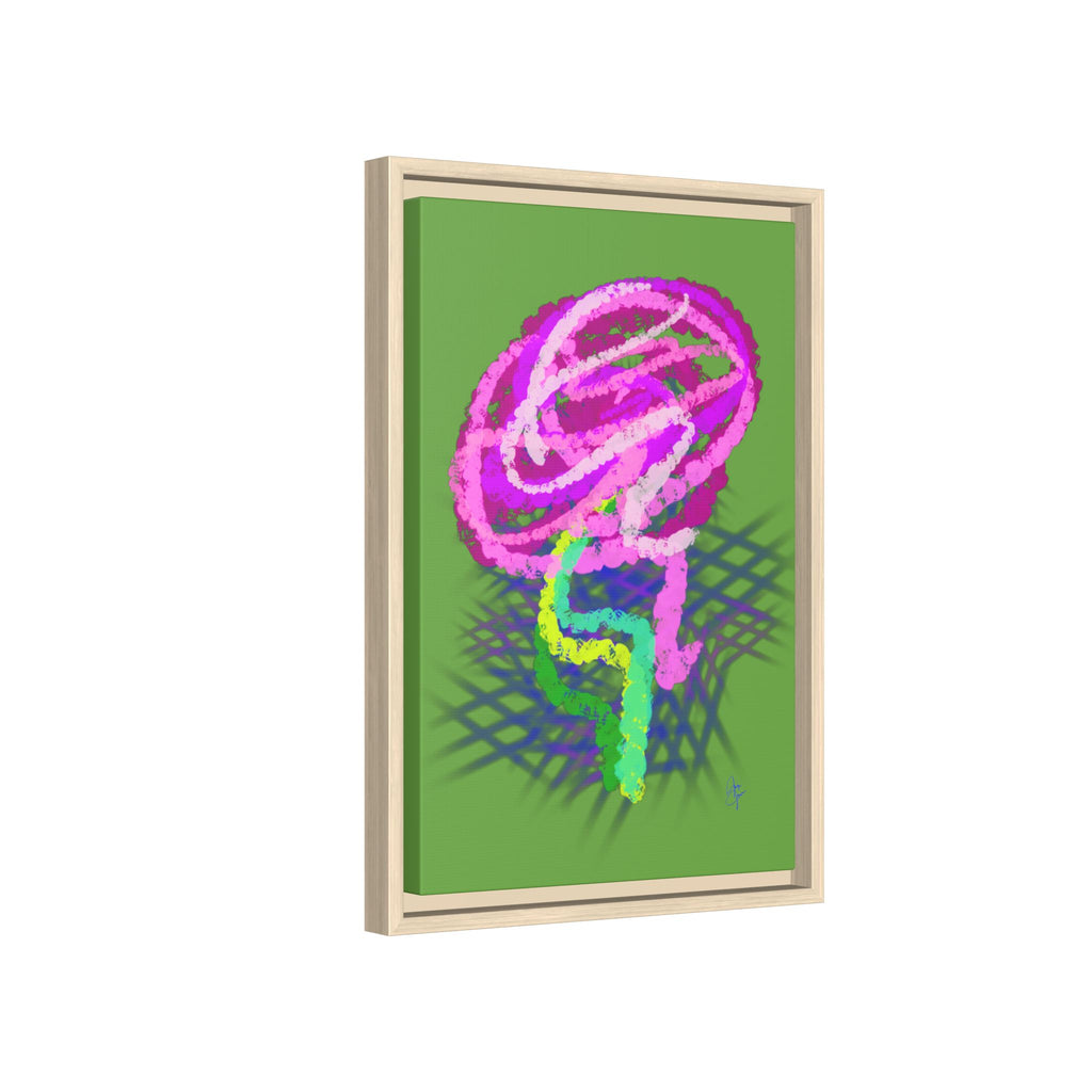 Framed Matte Canvas - Neon Rose Abstract Wall Art