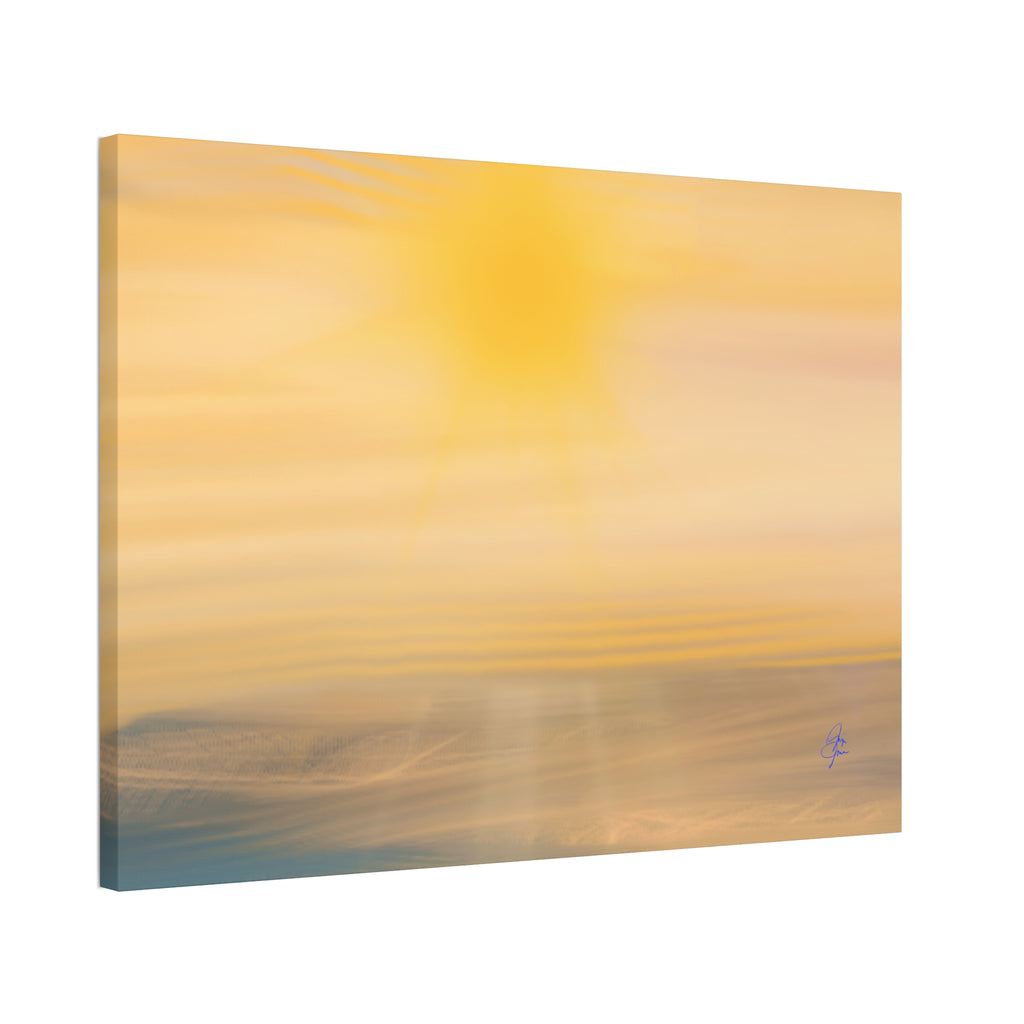 Golden Sunrise Canvas Wall Art – Tranquil Coastal Landscape, Stretched 1.5"