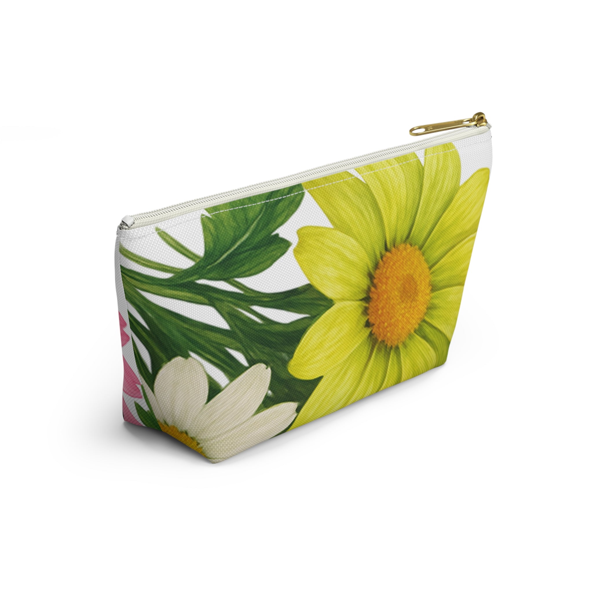 Floral Bouquet Accessory Pouch — Pink & Yellow Daisy Makeup Bag