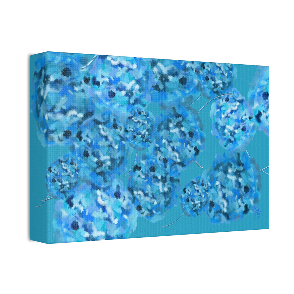 Blue Hydrangea Canvas Wall Art — Abstract Floral Stretched Canvas (1.5" Depth)