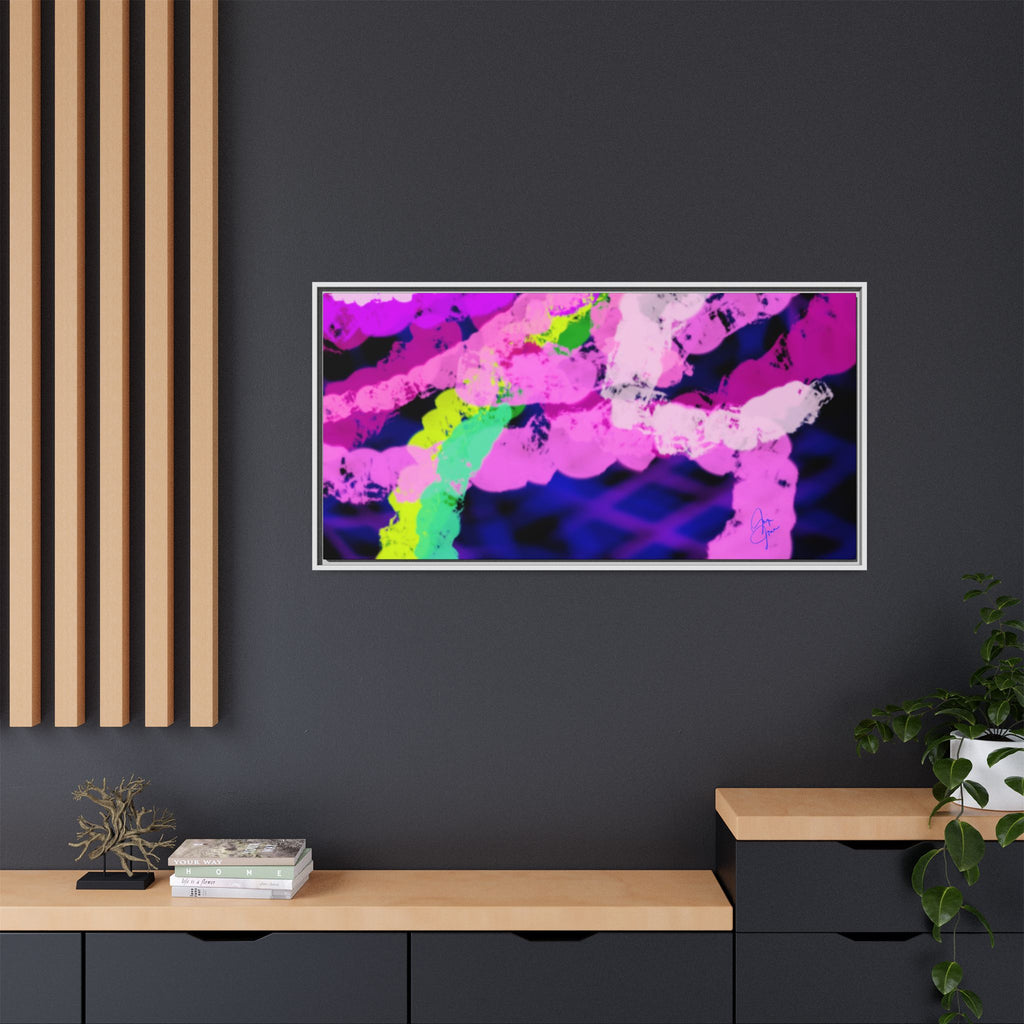 Framed Matte Canvas - Neon Rose Abstract Wall Art