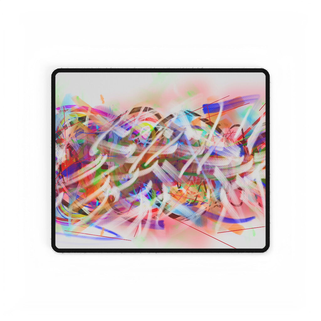 Abstract Neon Swirl Desk Mat — Colorful Artistic Mouse Pad