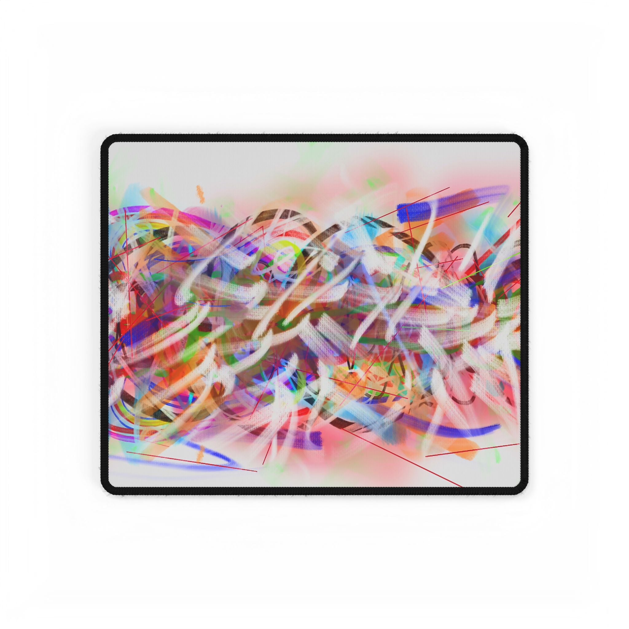Abstract Neon Swirl Desk Mat — Colorful Artistic Mouse Pad
