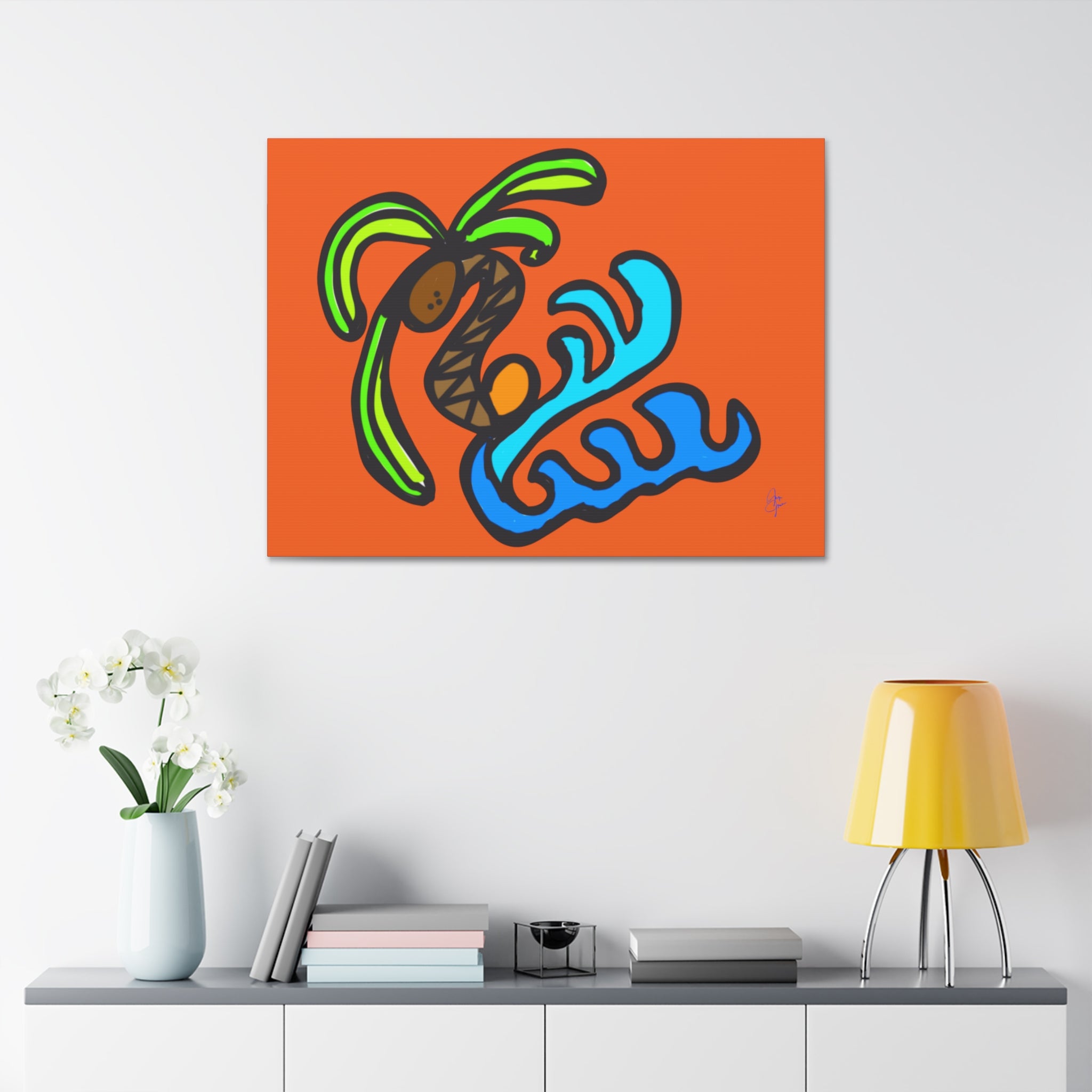 Stained Glass Beach Canvas — Whimsical Seaside Wall Art
