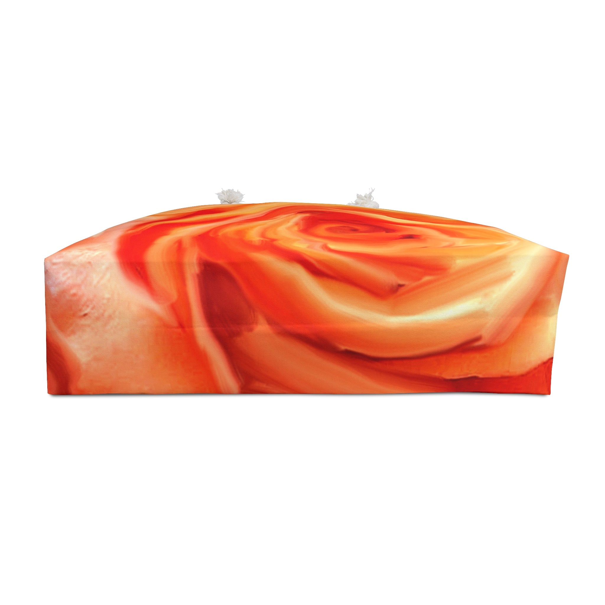 Floral Rose Weekender Bag — Vibrant Orange Red Travel Tote