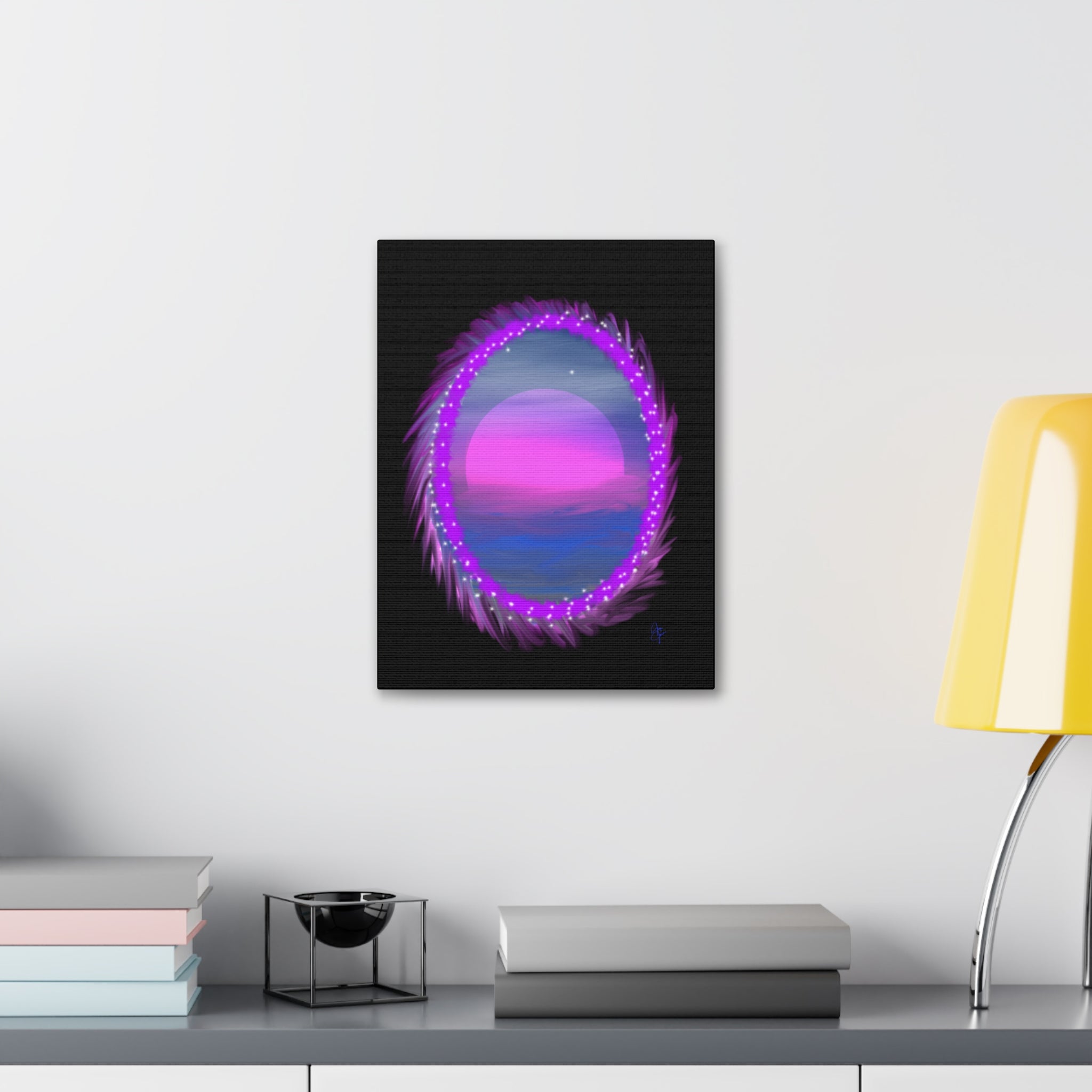 Stretched Canvas - Neon Dream Portal Sunset Wall Art