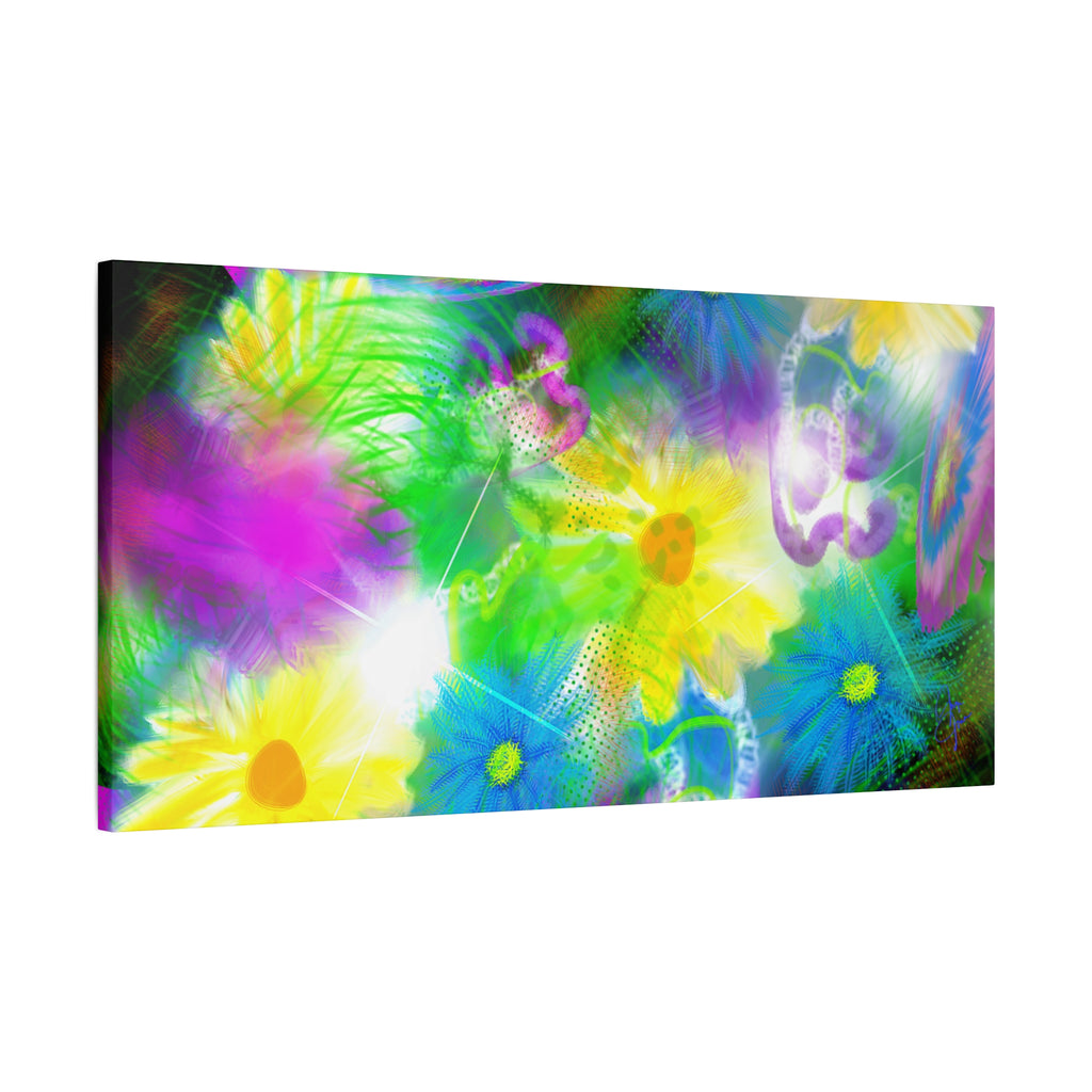 Bright Floral Abstract Matte Canvas Wall Art — Vibrant Daisy Pop