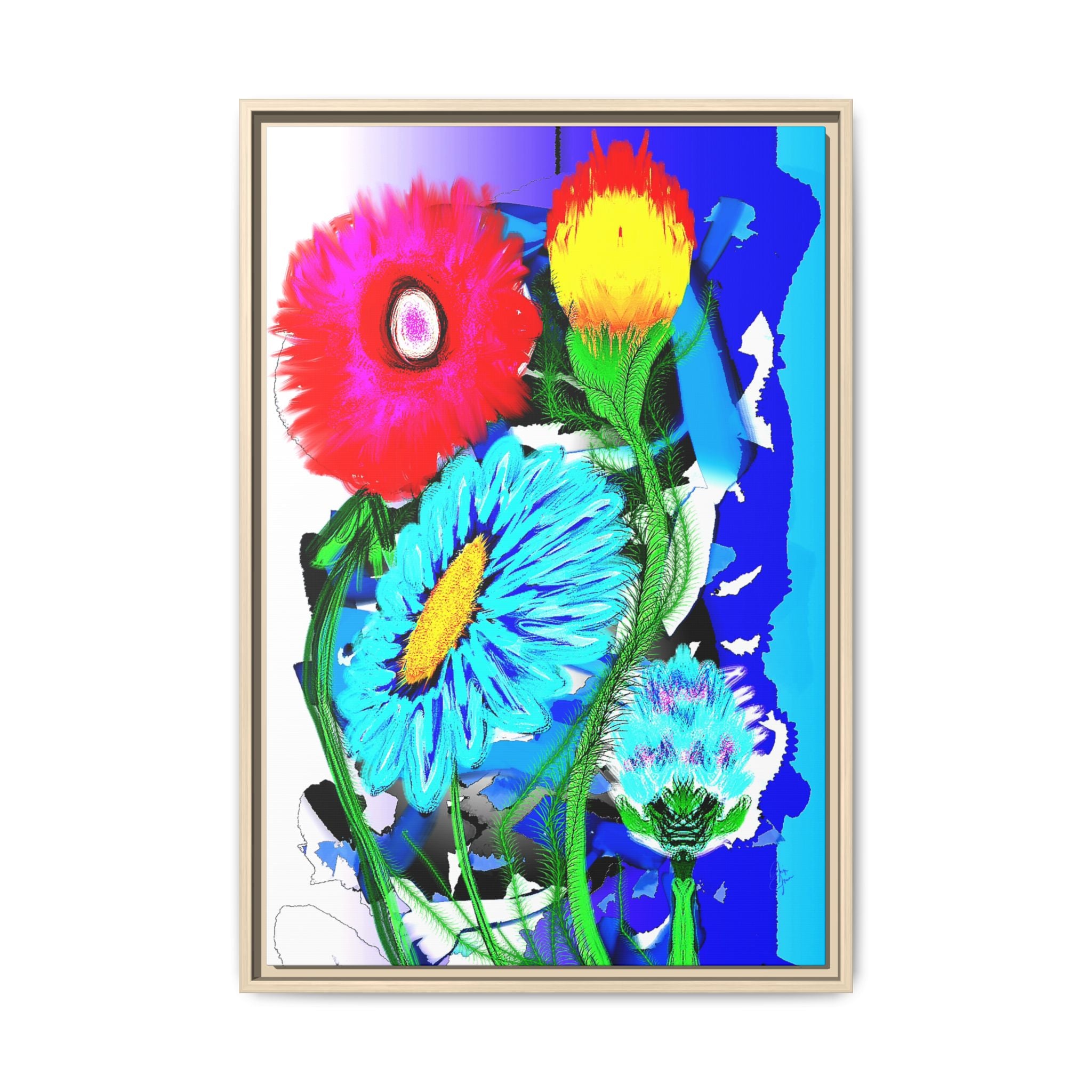 Vibrant Pop Floral Matte Canvas Framed Wall Art