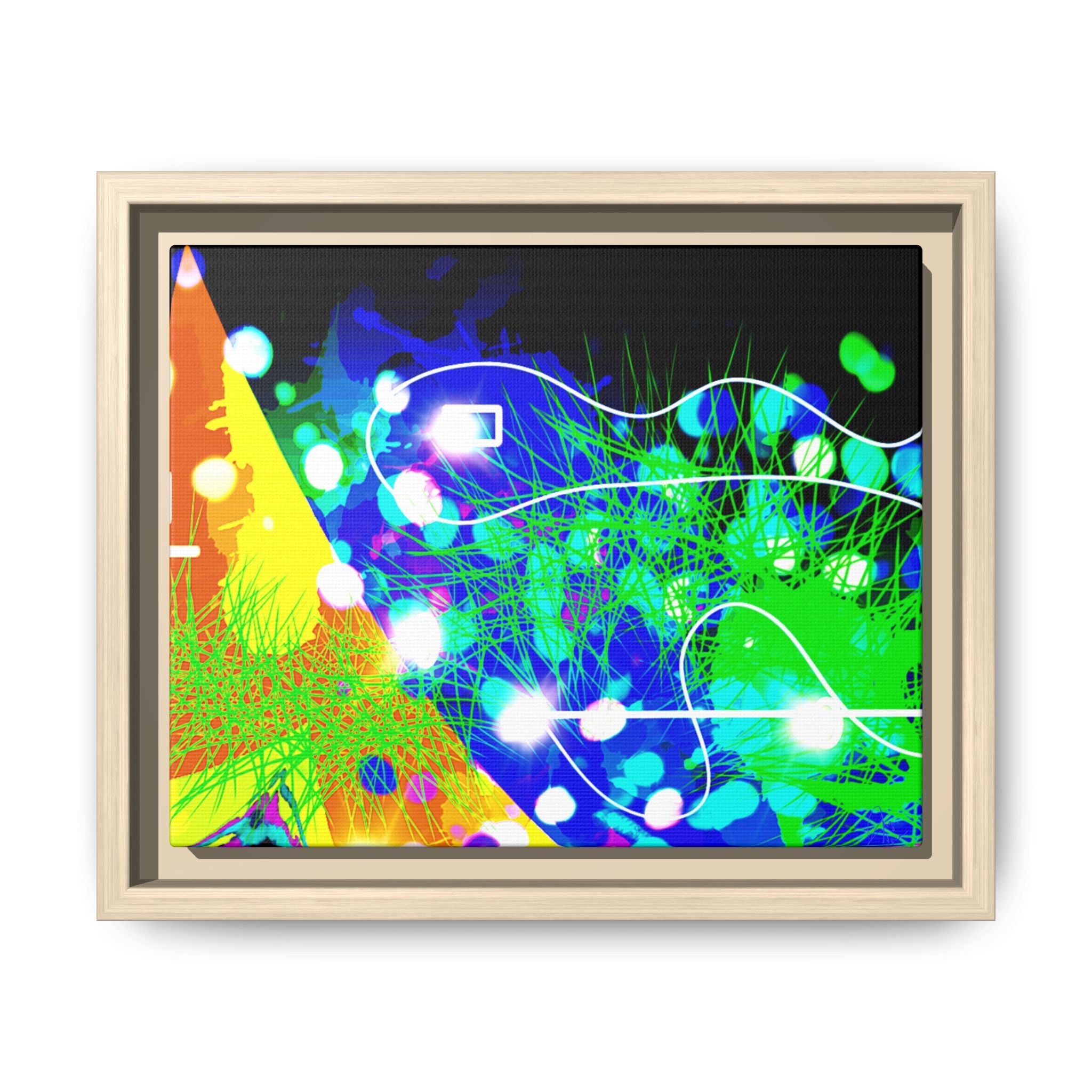Abstract Neon Wave Matte Canvas Framed Art