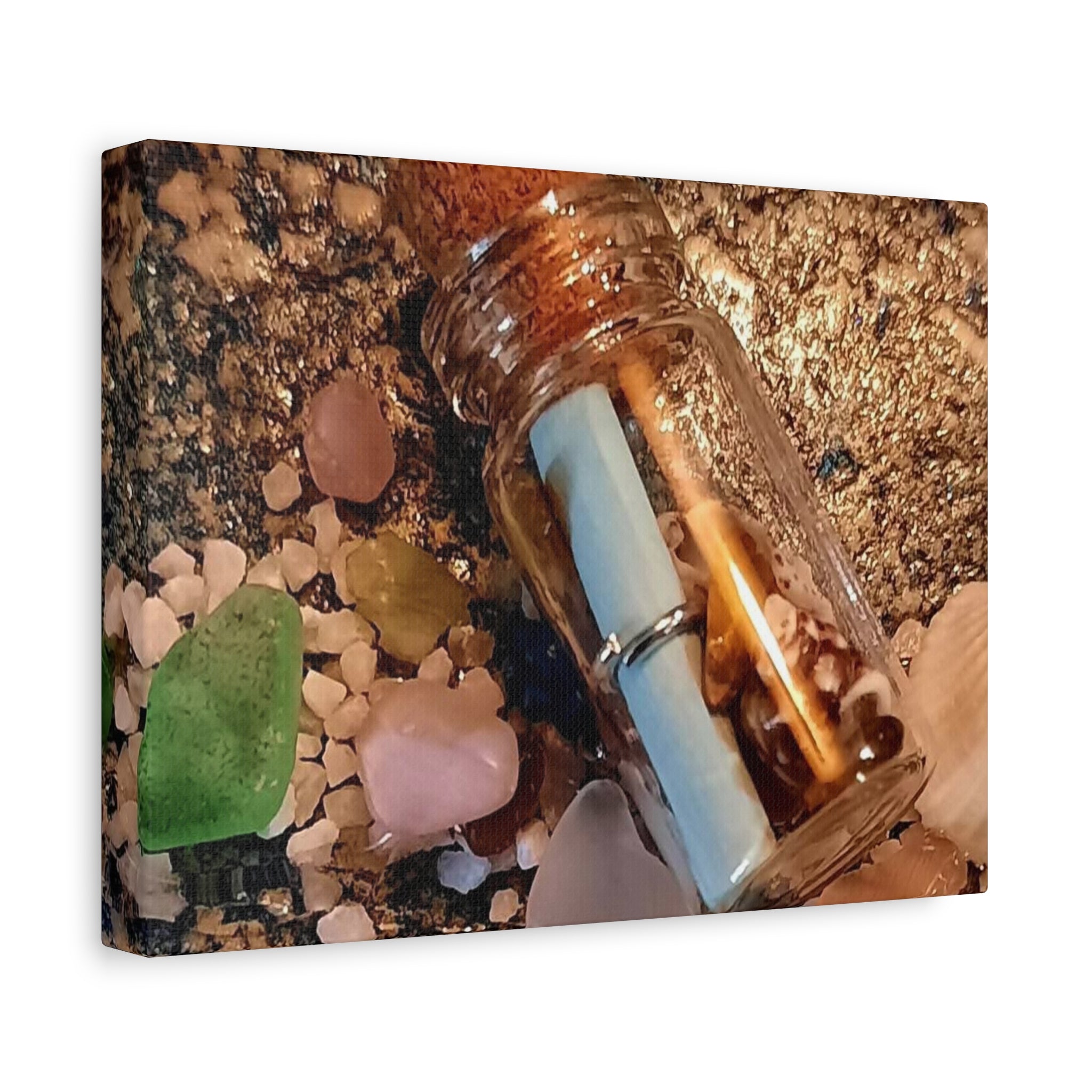 Decorative Matte Canvas Wall Art - Beach-Inspired Message in a Bottle