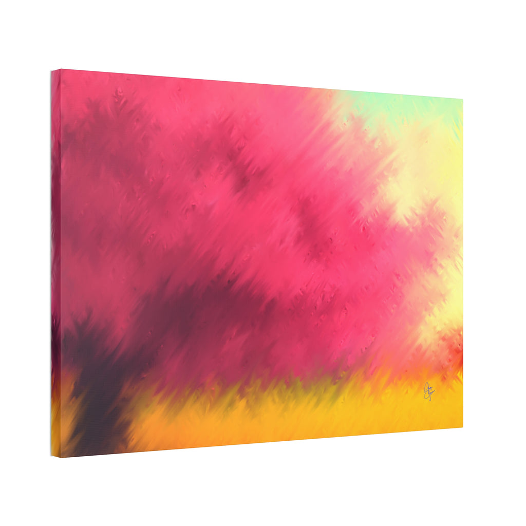 Abstract Sunset Canvas - Pink & Gold Stretched Wall Art