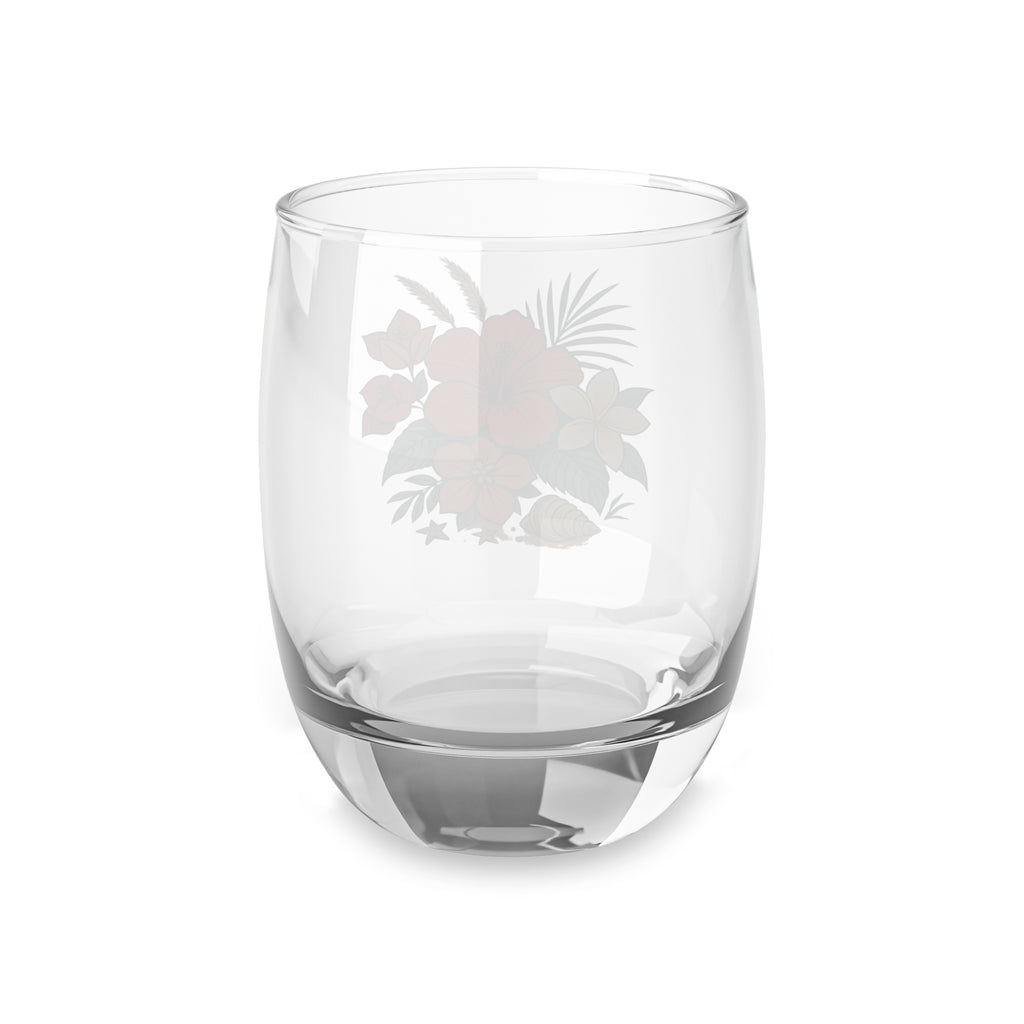 Tropical Hibiscus Whiskey Glass — Floral Island Rocks Glass