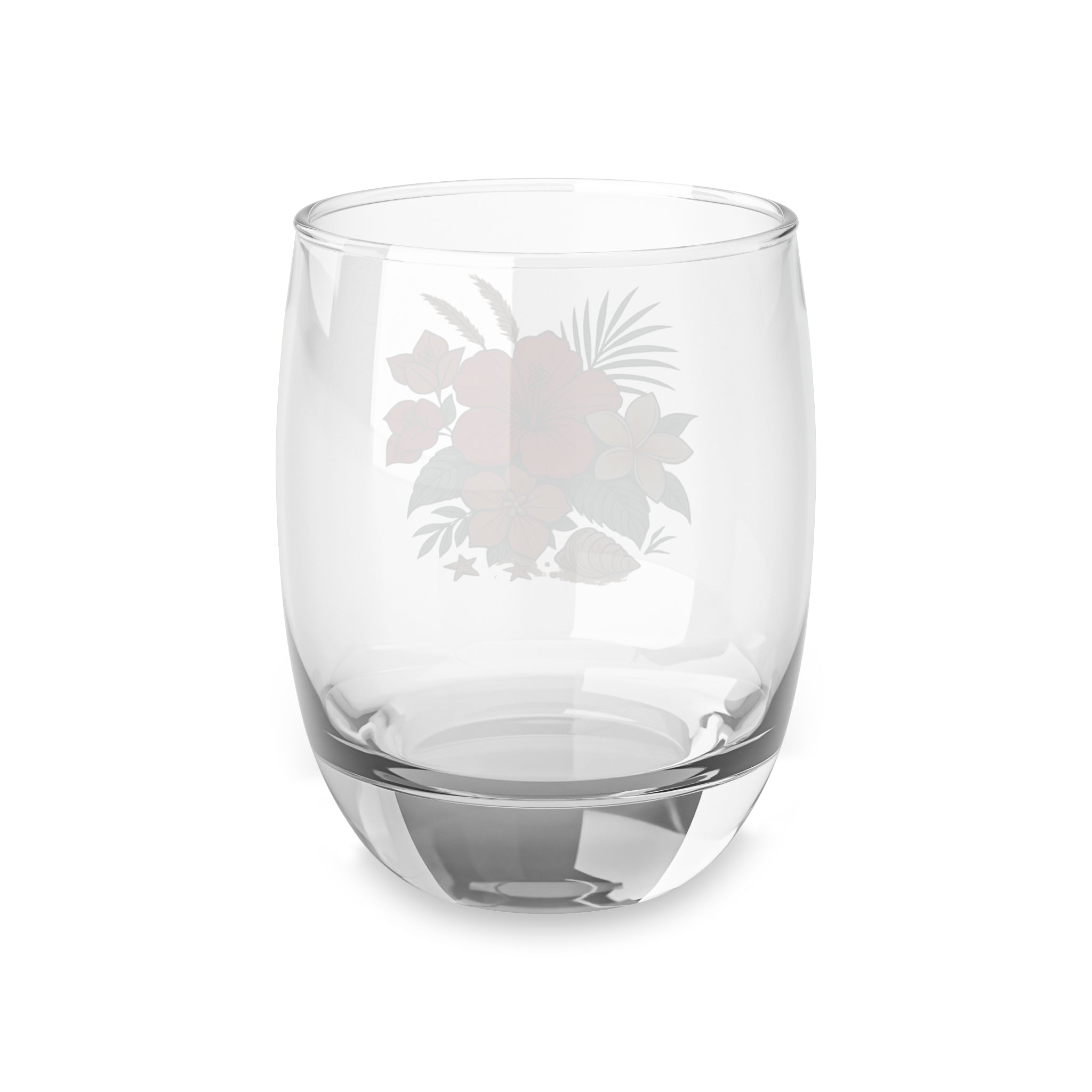 Tropical Hibiscus Whiskey Glass — Floral Island Rocks Glass