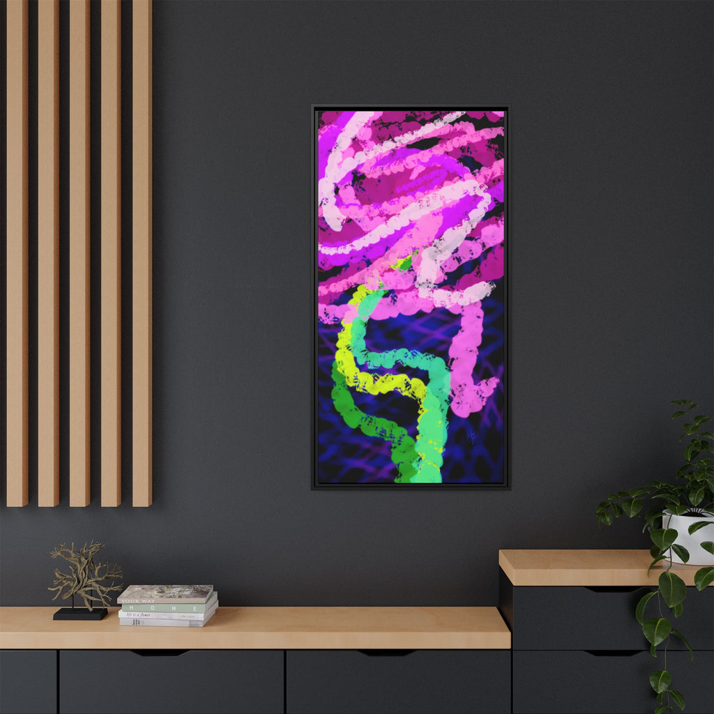Framed Matte Canvas - Neon Rose Abstract Wall Art