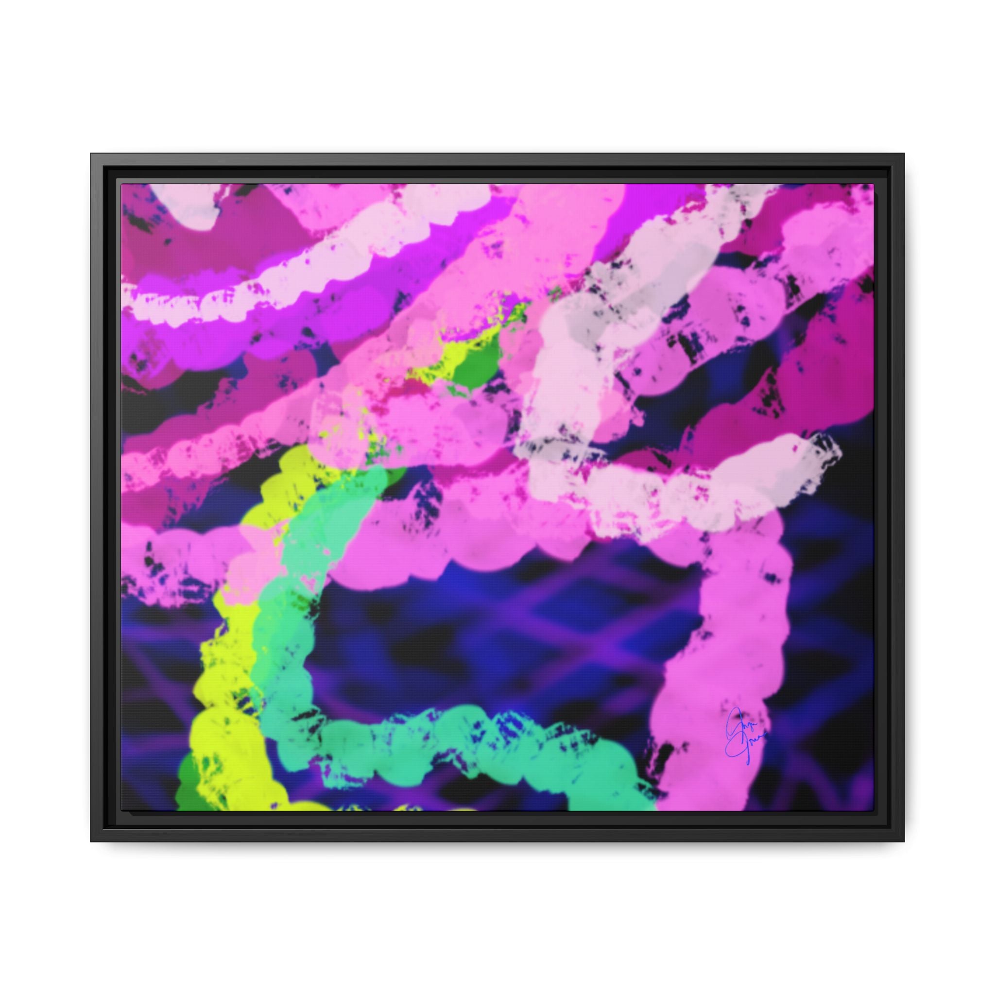 Framed Matte Canvas - Neon Rose Abstract Wall Art