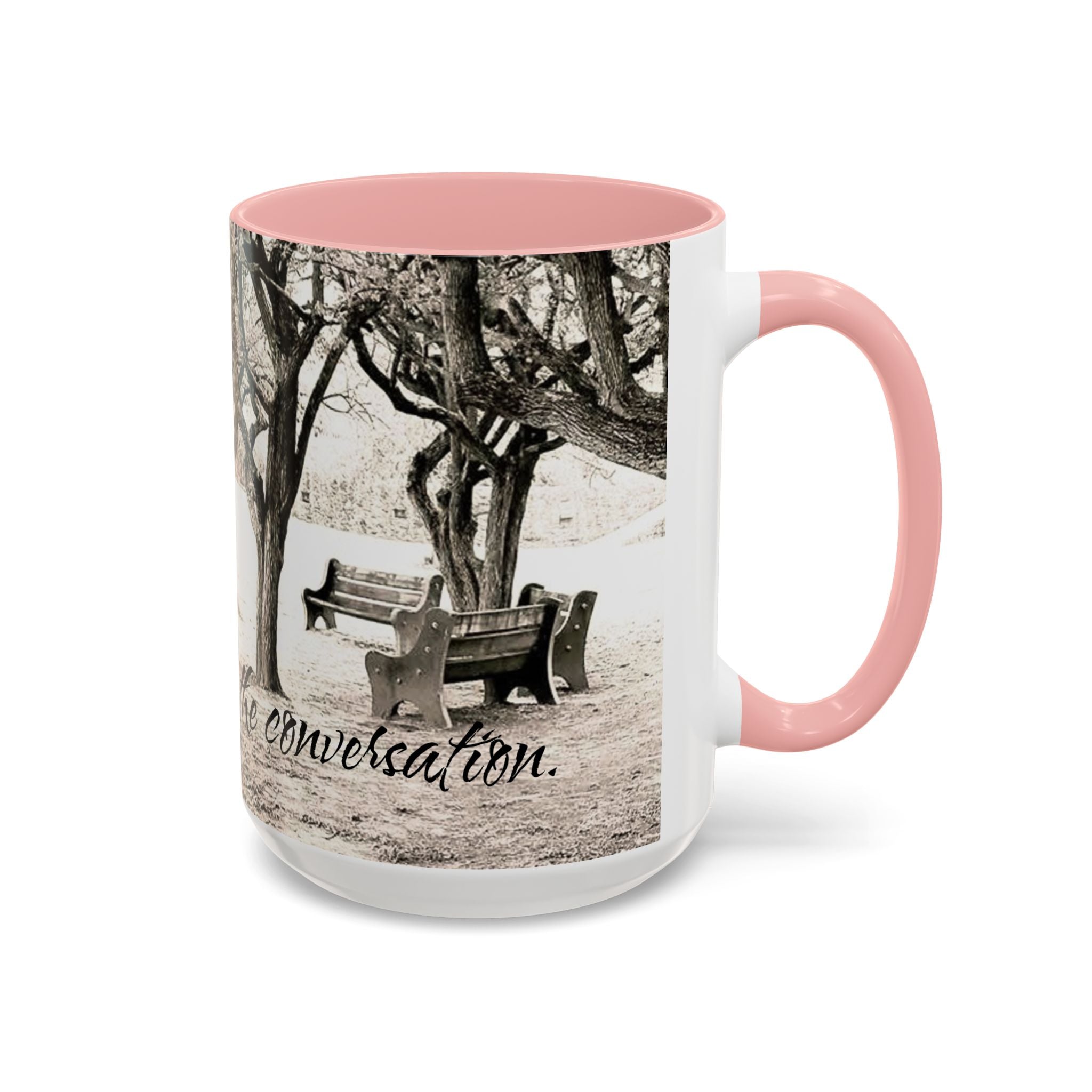 Conversation Bench Coffee Mug — 'I'll Join the Conversation' Accent Ceramic Mug