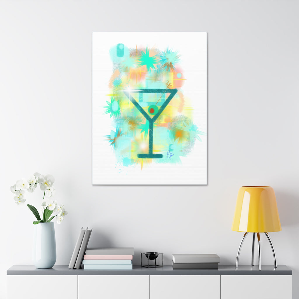 Martini Pop Art Canvas — Colorful Retro Cocktail Wall Art