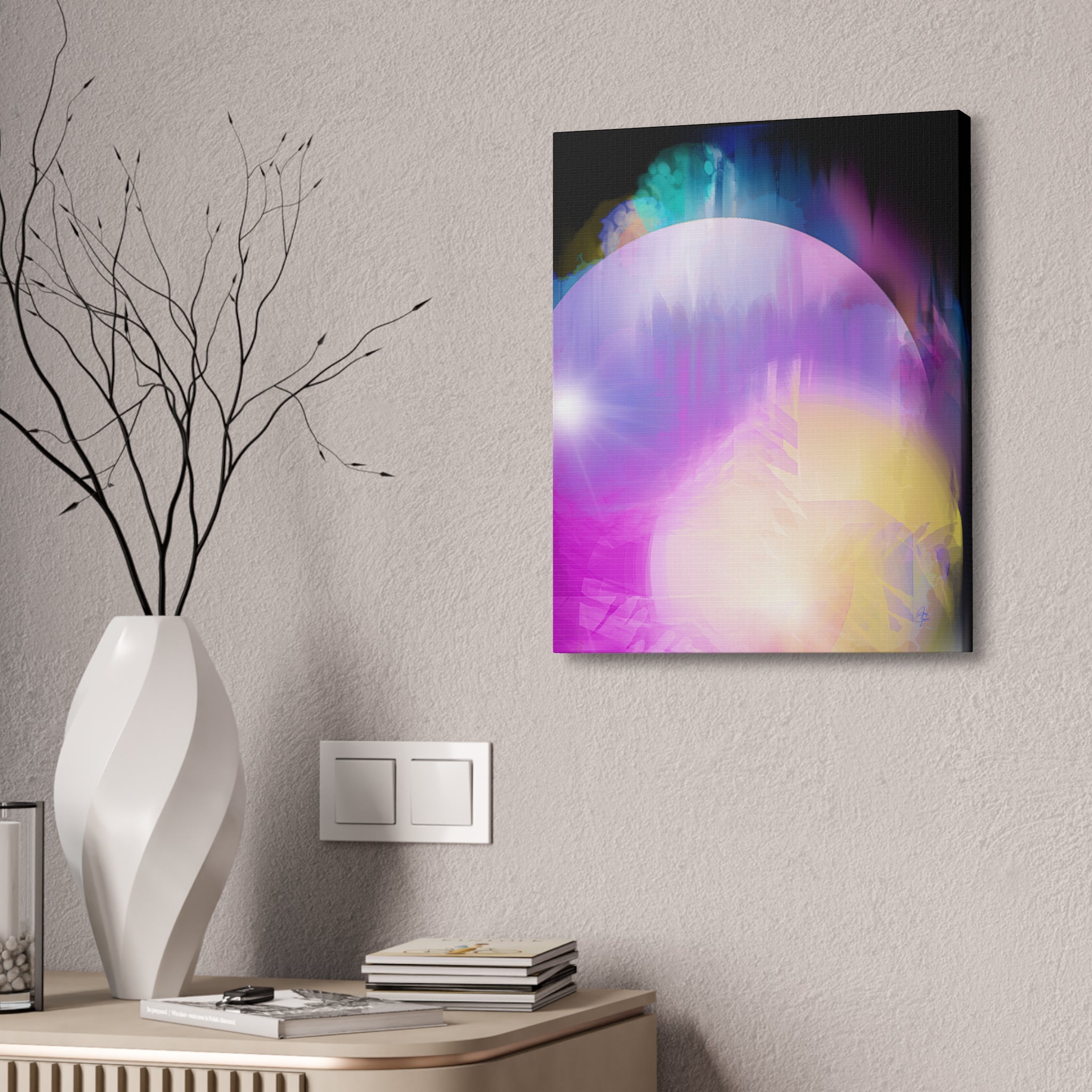 Abstract Aurora Canvas Print — Vibrant Pink & Purple Stretched Wall Art