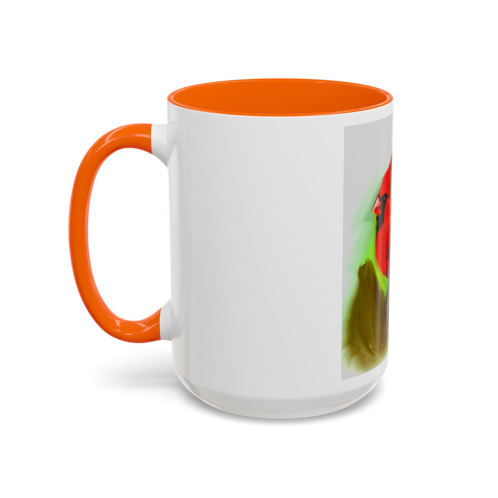 Cardinal Bird Accent Coffee Mug — Red Cardinal Sunrise Art Ceramic Mug (11/15 oz)