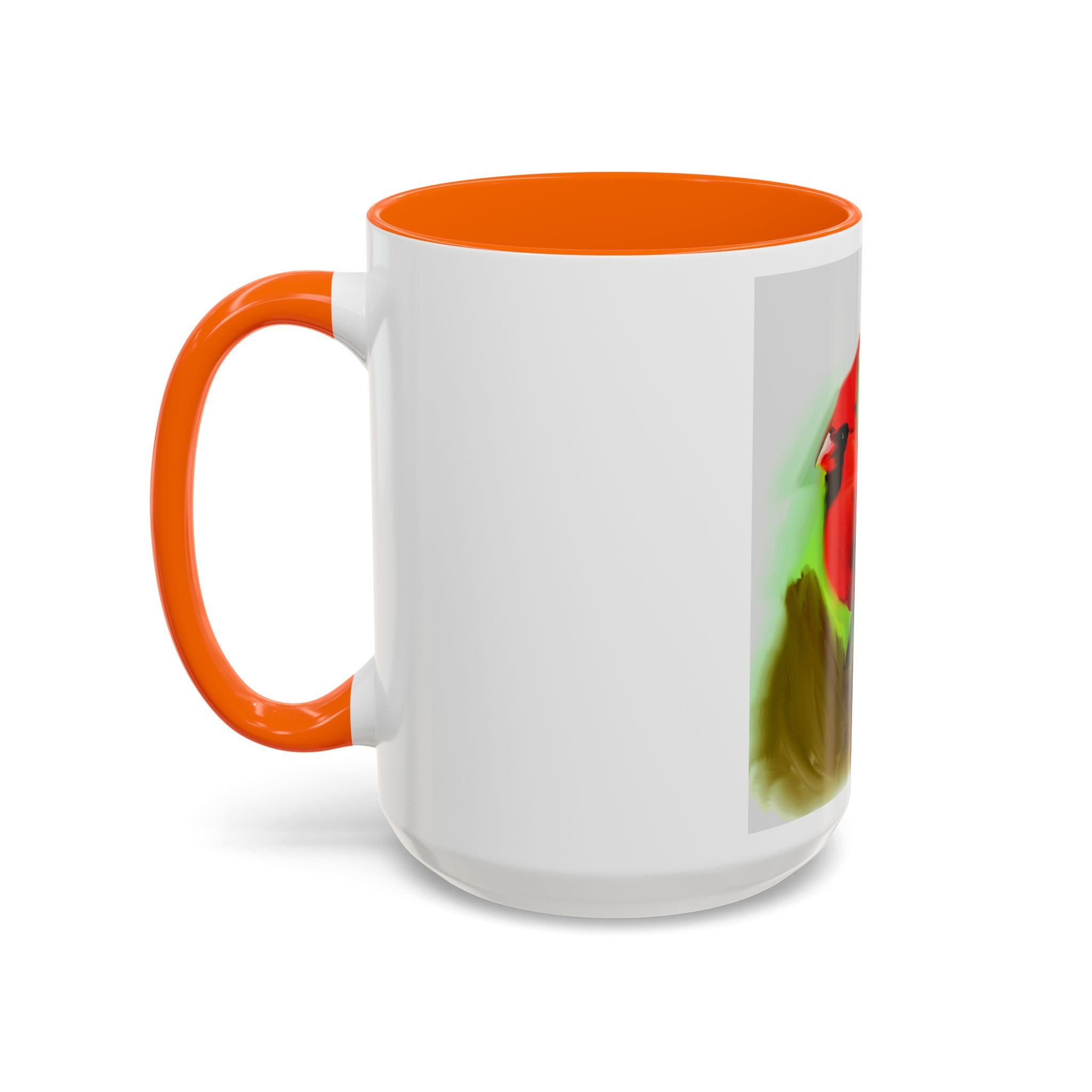Cardinal Bird Accent Coffee Mug — Red Cardinal Sunrise Art Ceramic Mug (11/15 oz)