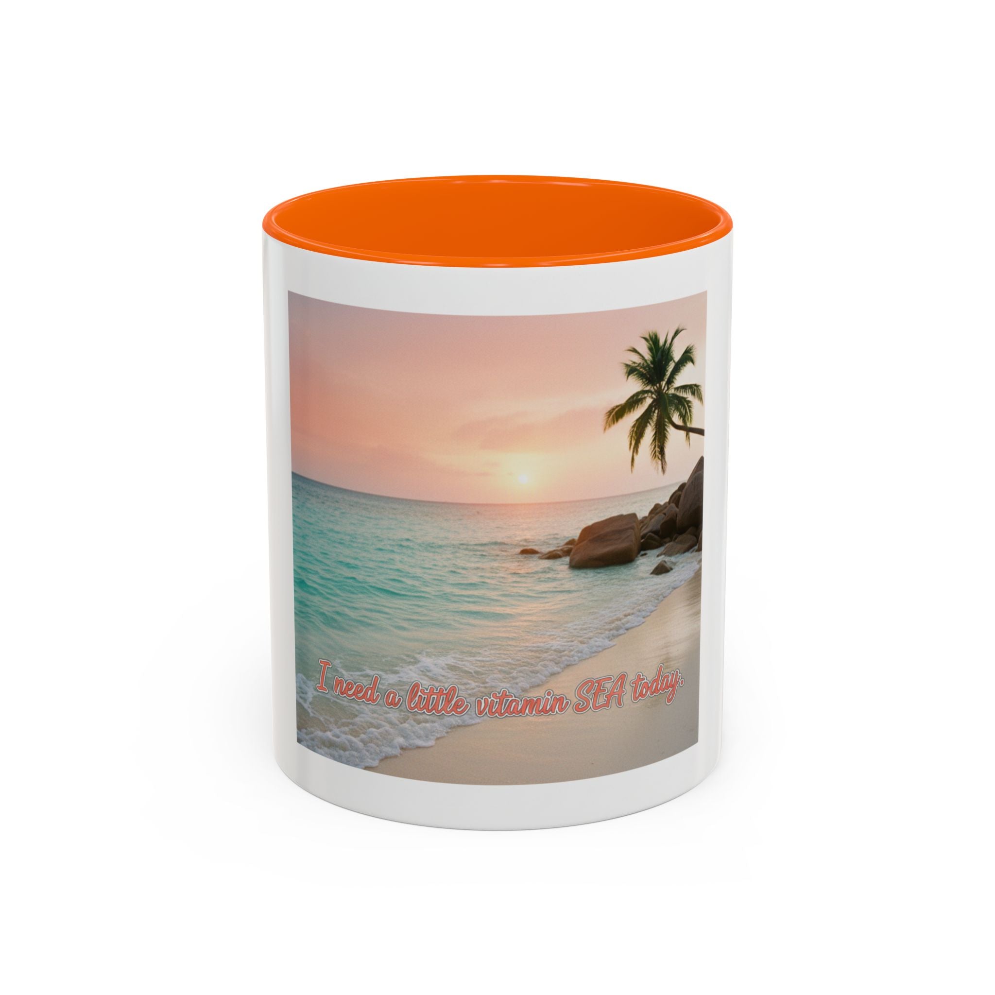 Tropical Beach Coffee Mug — Sunset Palm Ocean Accent Mug (11/15 oz)