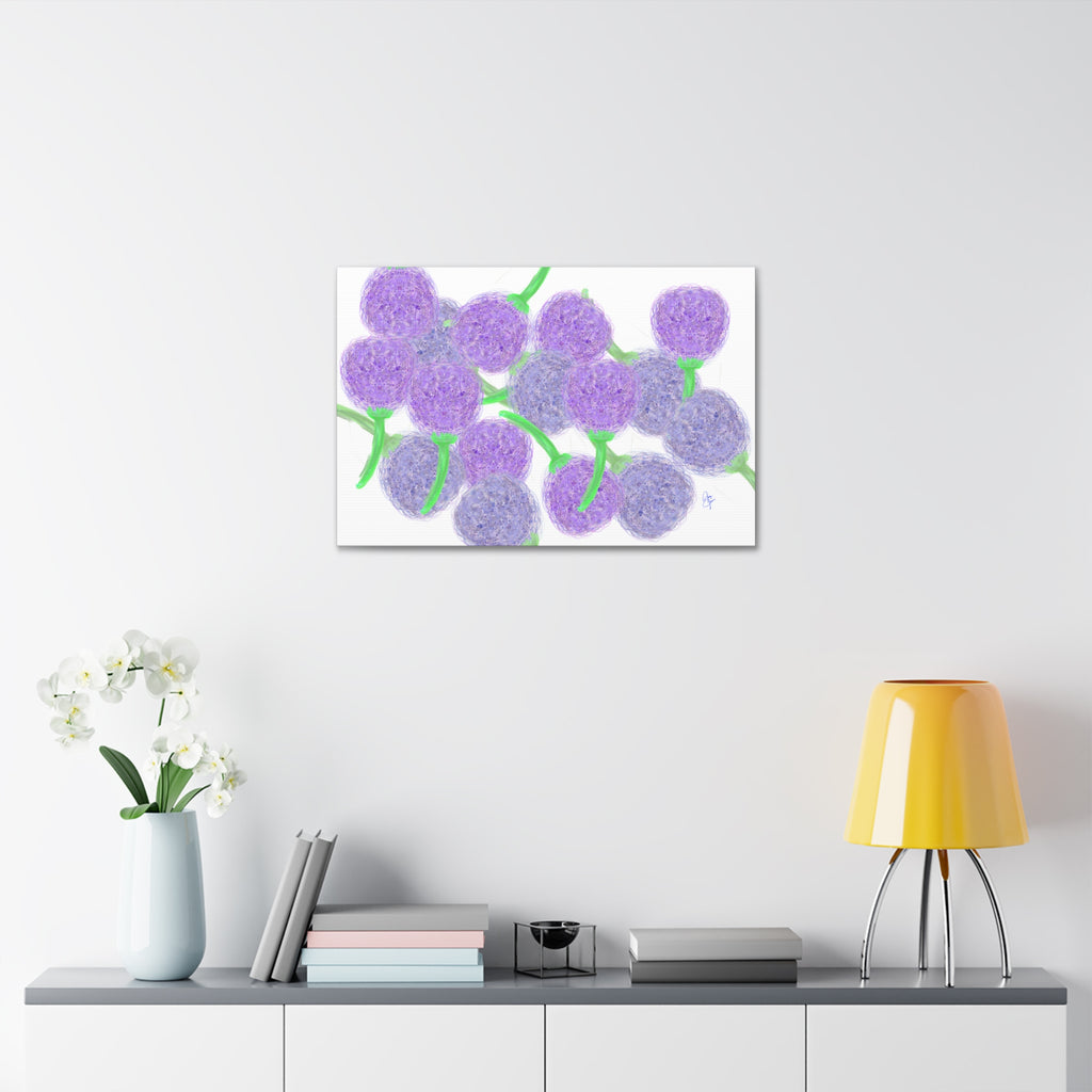 Purple Berry Art Canvas Print — Floral Abstract Wall Decor (Stretched 1.5")