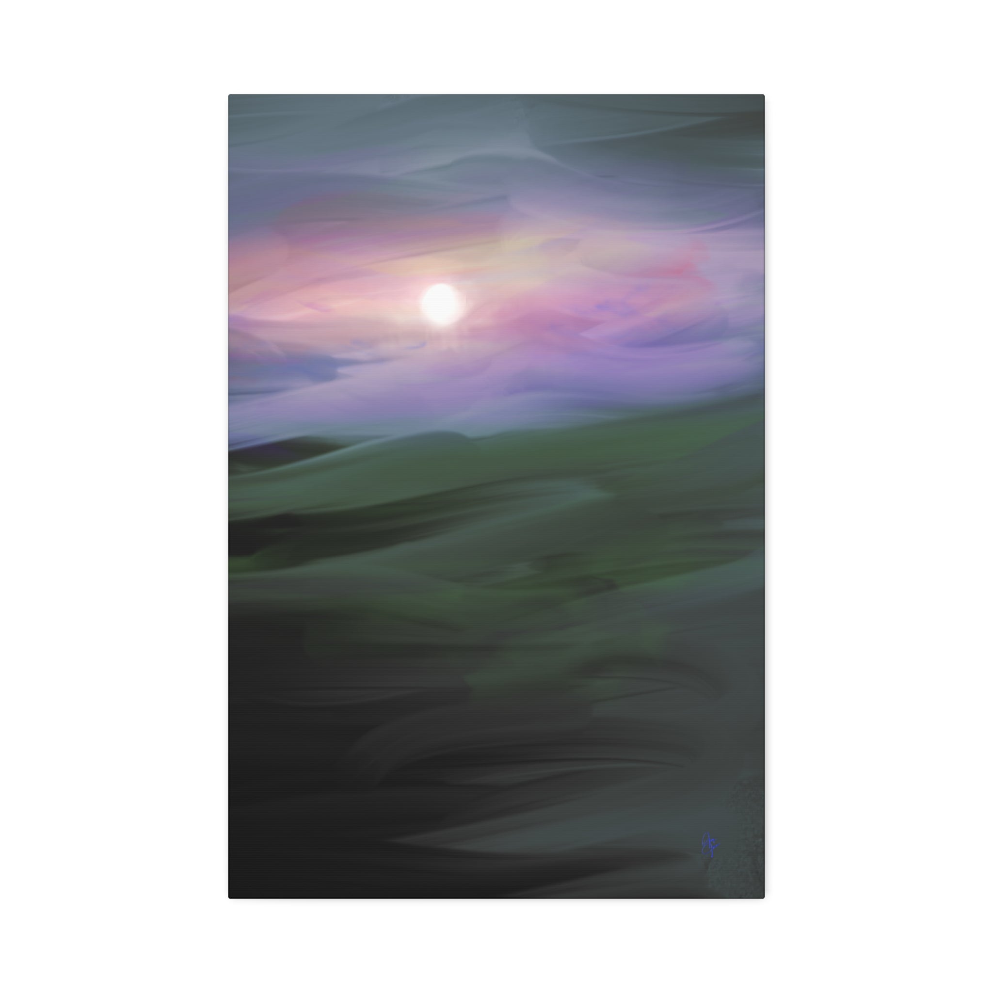 Sunrise Mist Landscape Canvas Print — Serene Pastel Wall Art