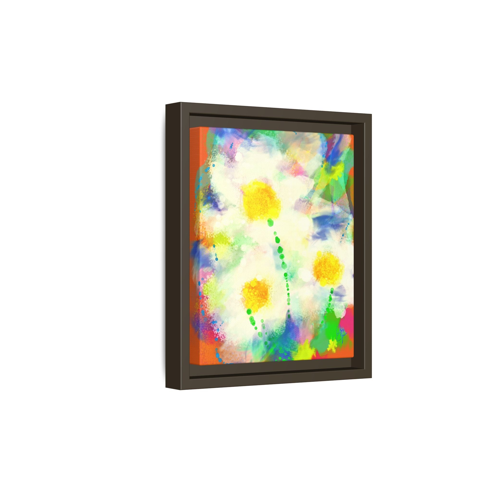 Framed Matte Canvas - Watercolor Yellow Floral Abstract Wall Art