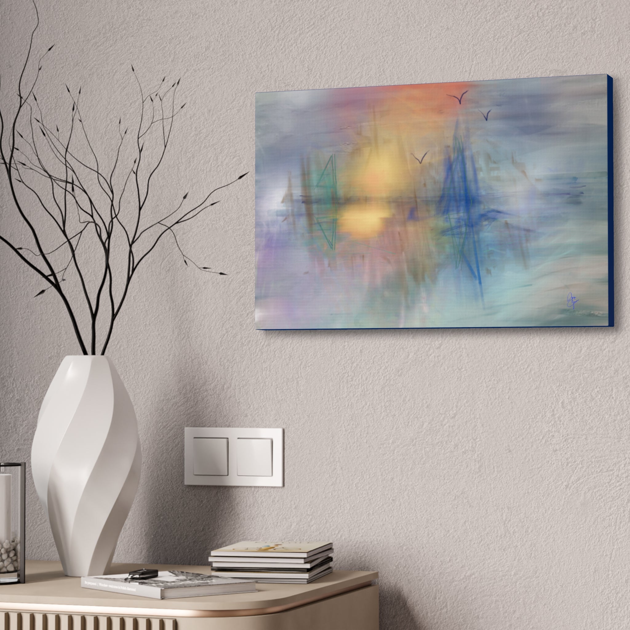 Sunset Harbor Abstract Canvas Wall Art – Stretched 1.5"