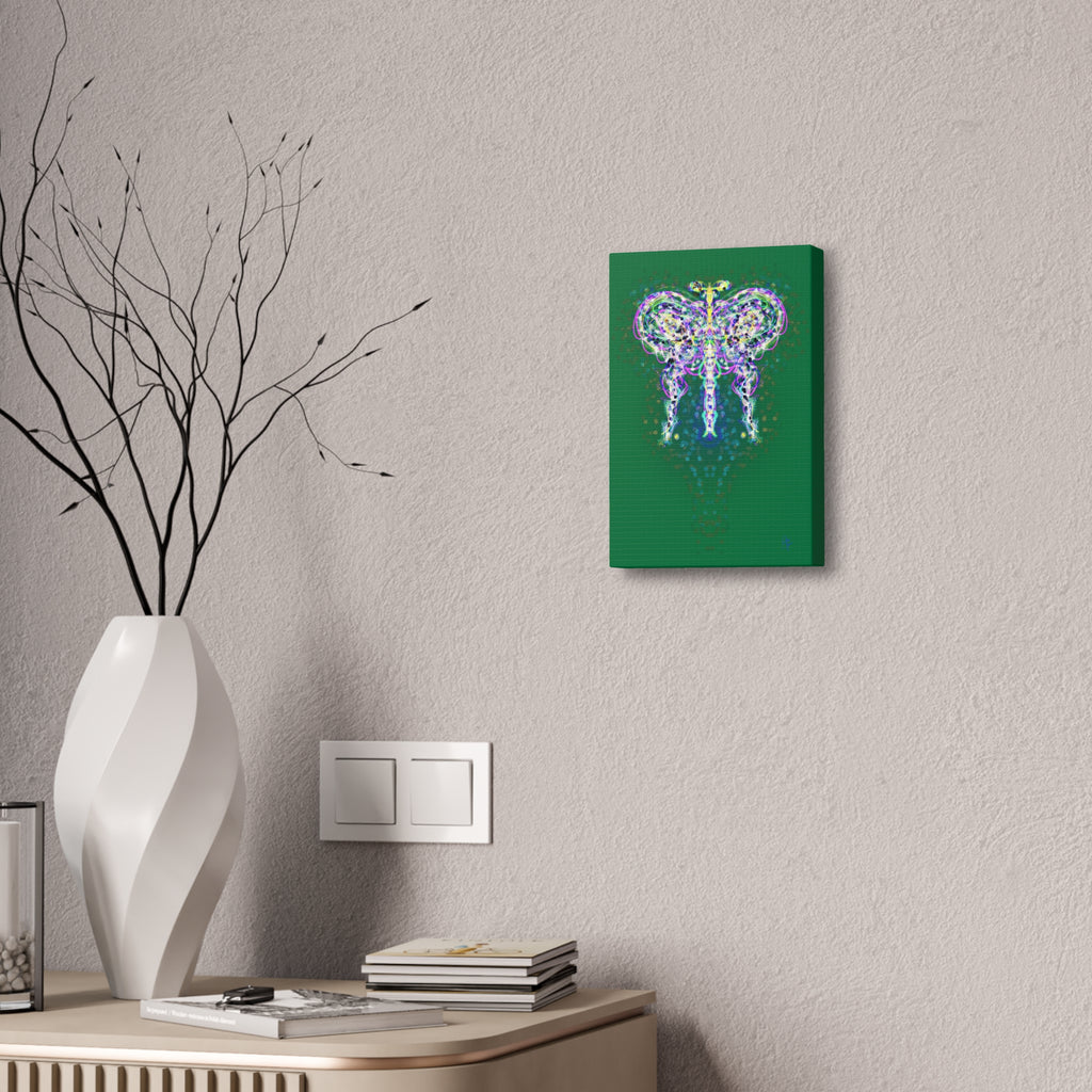 Butterfly Energy Canvas Print — Abstract Neon Butterfly Wall Art on Green