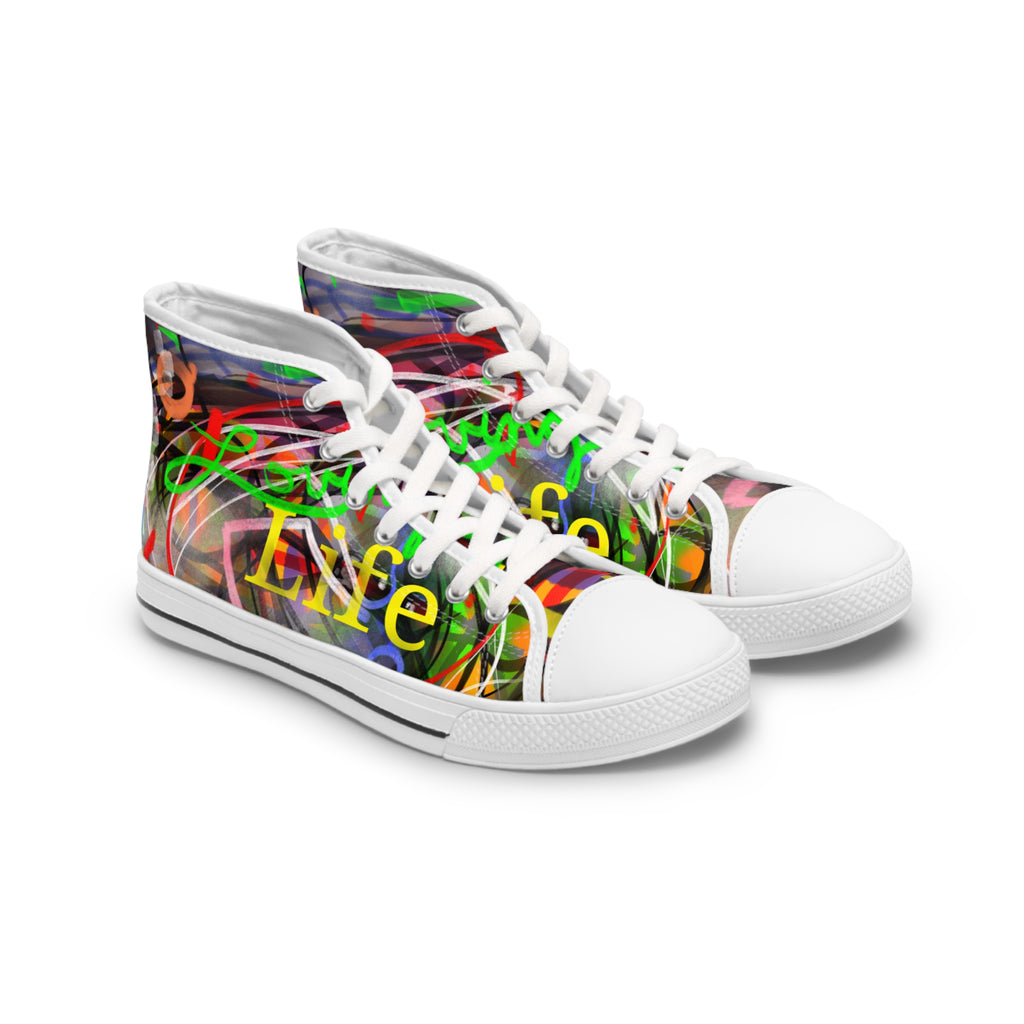 Women’s High Top Sneakers — Colorful Graffiti 'Life' Street Art Design