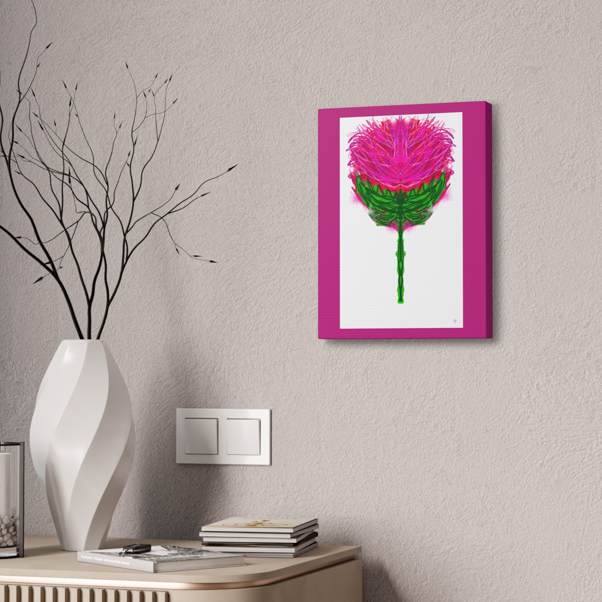 Pink Thistle Canvas Print — Stretched 1.5" Floral Wall Art