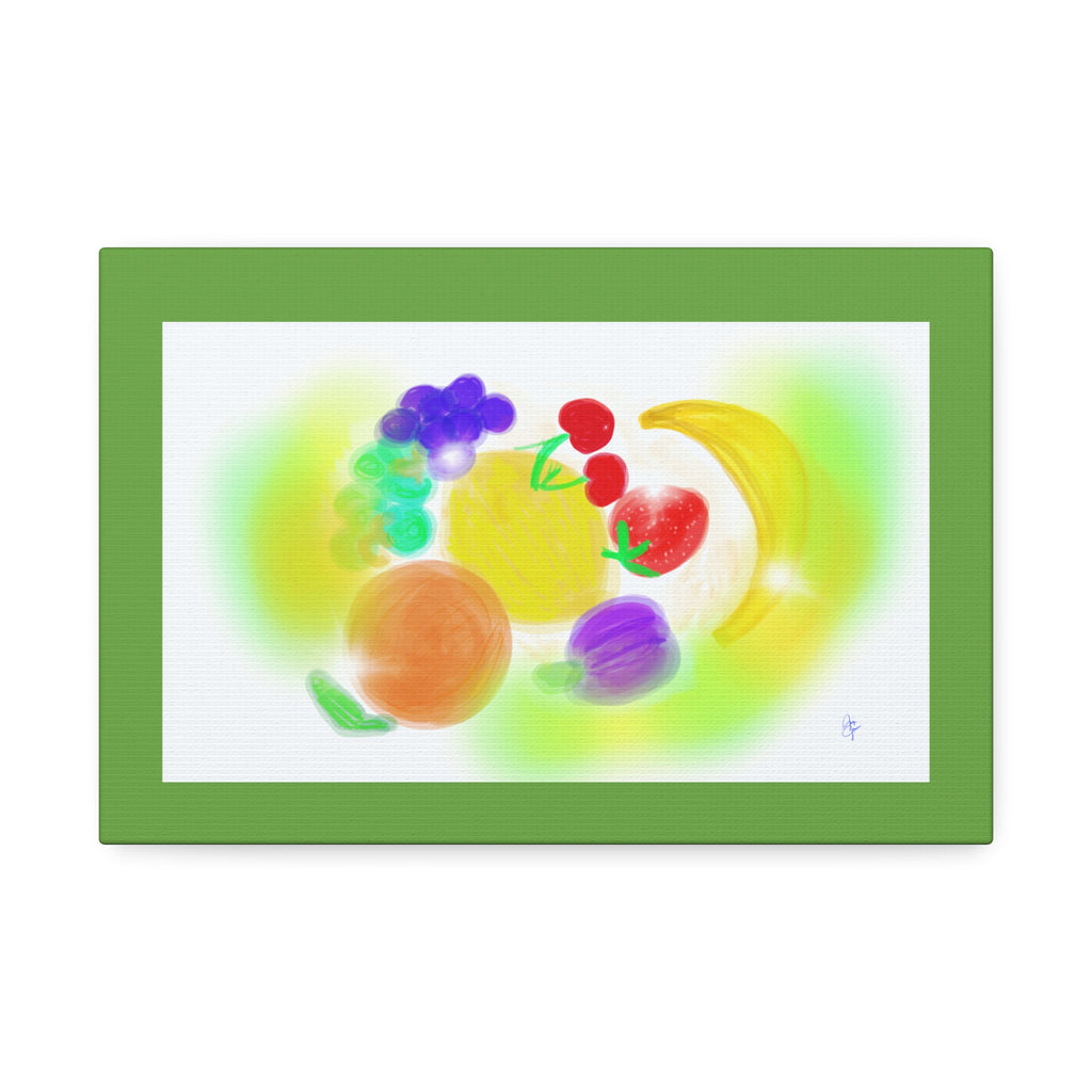 Colorful Fruit Still Life Canvas — Bright Kitchen Wall Art, Stretched 1.5"