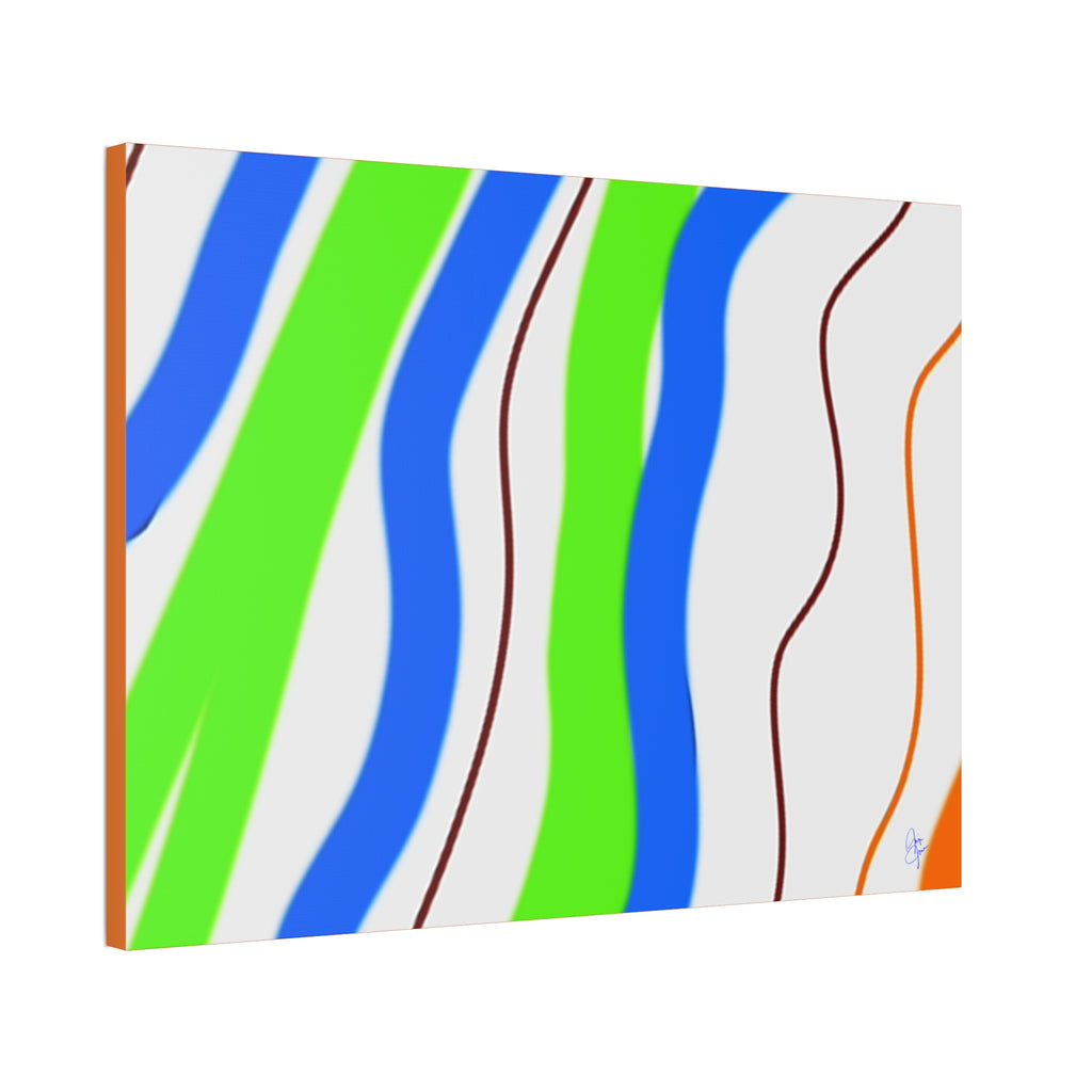 Abstract Wavy Stripes Canvas Print — Colorful Blue, Green & Orange Wall Art