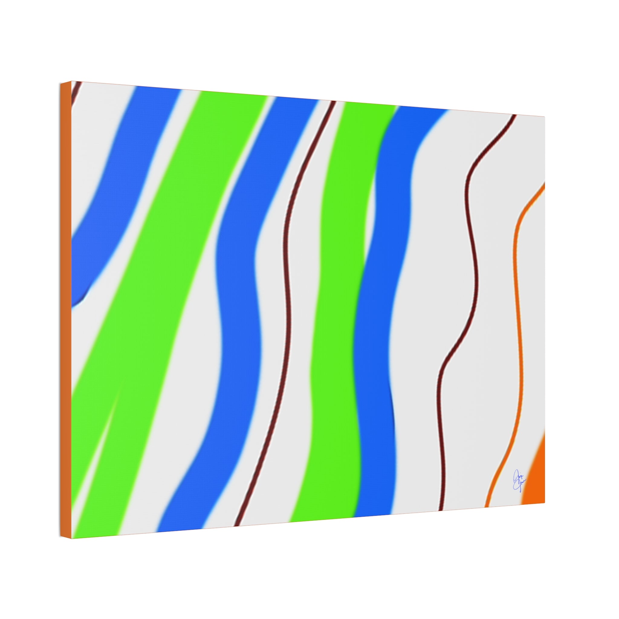 Abstract Wavy Stripes Canvas Print — Colorful Blue, Green & Orange Wall Art