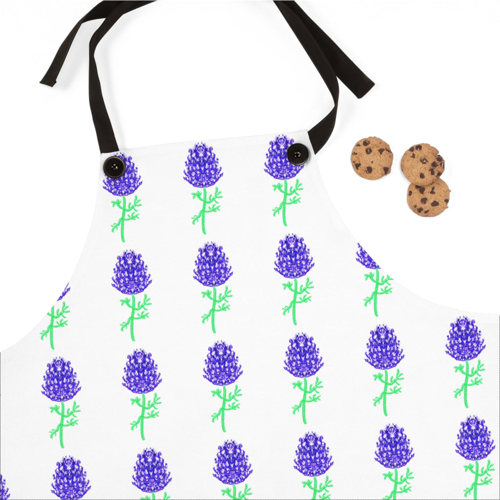 Bluebonnet Apron — Floral Texas Bluebonnets Kitchen Apron